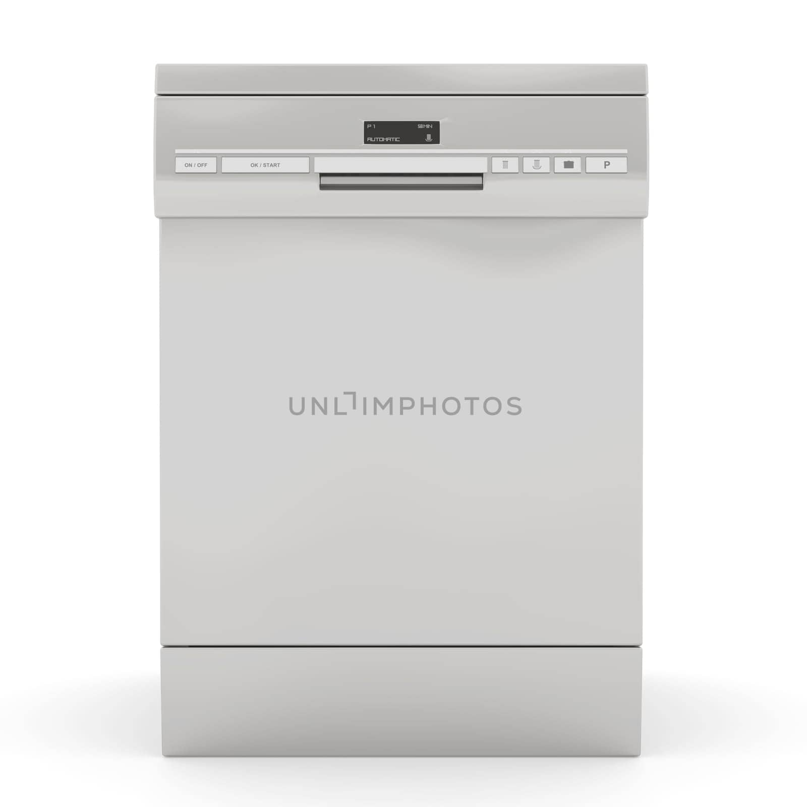 Silver dishwasher isolated on a white background