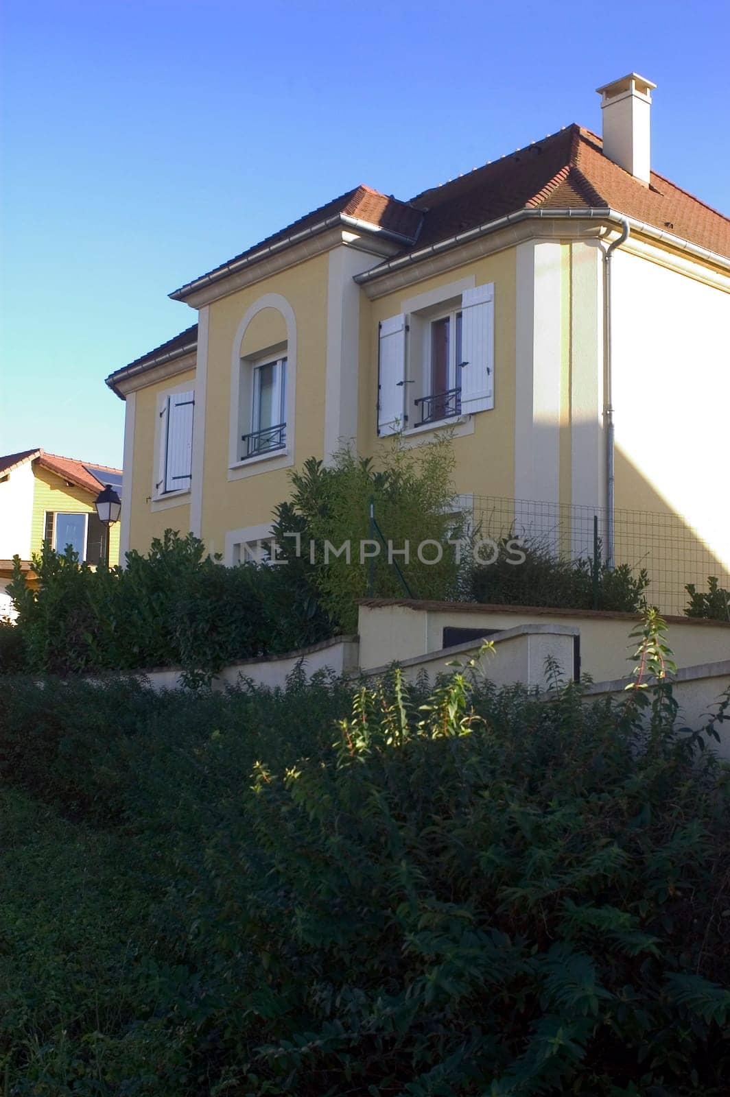 New real estate in France in the Paris region. Houses in an allotment which has just been finished.