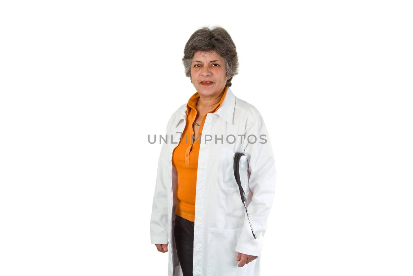 Female doctor isolated on white background