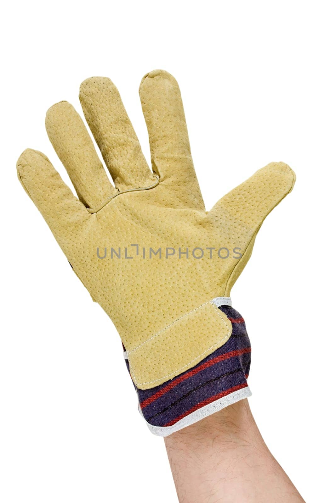 hand with work glove isolated on a white background