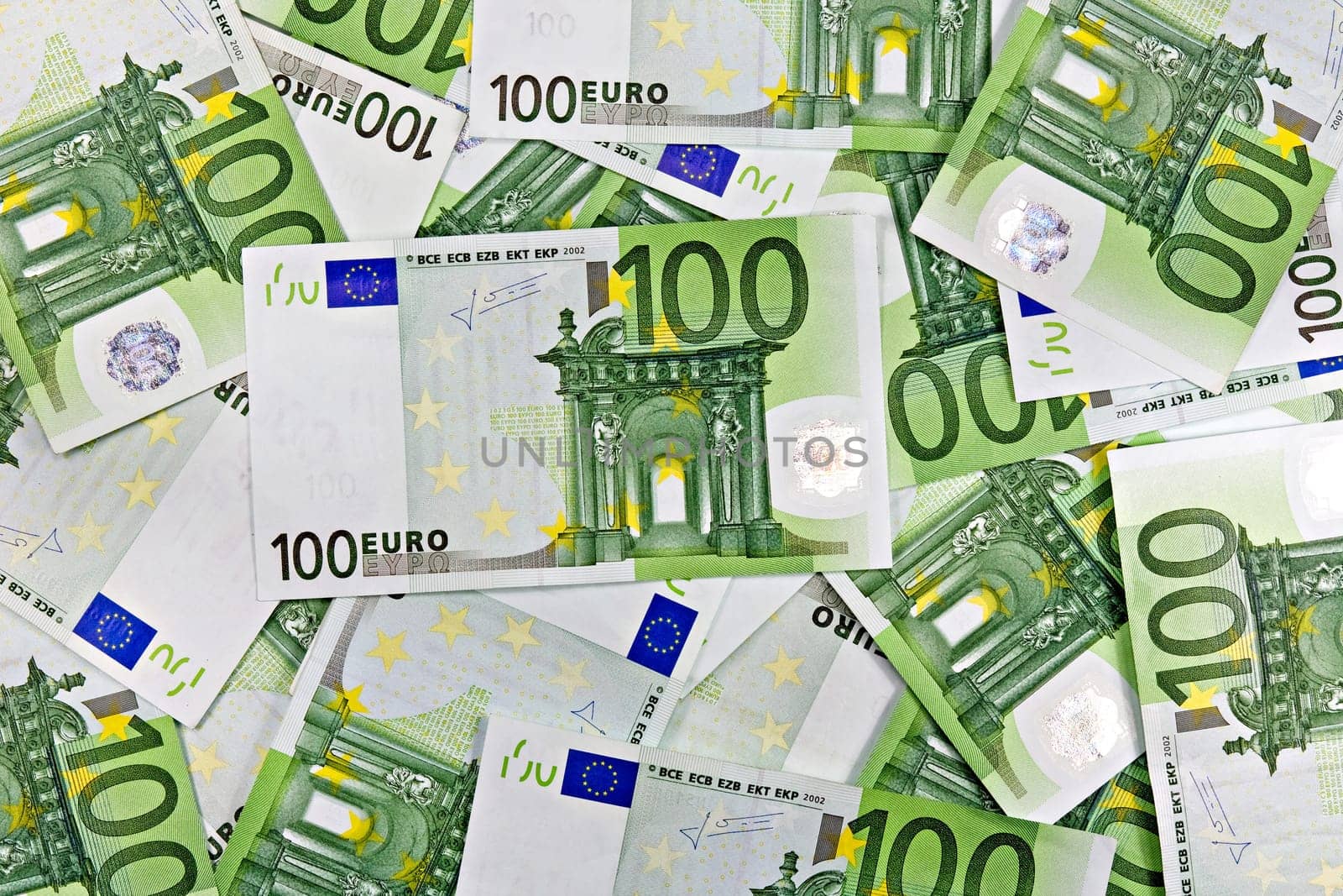 banknotes of euro currency. One hundred Euros background