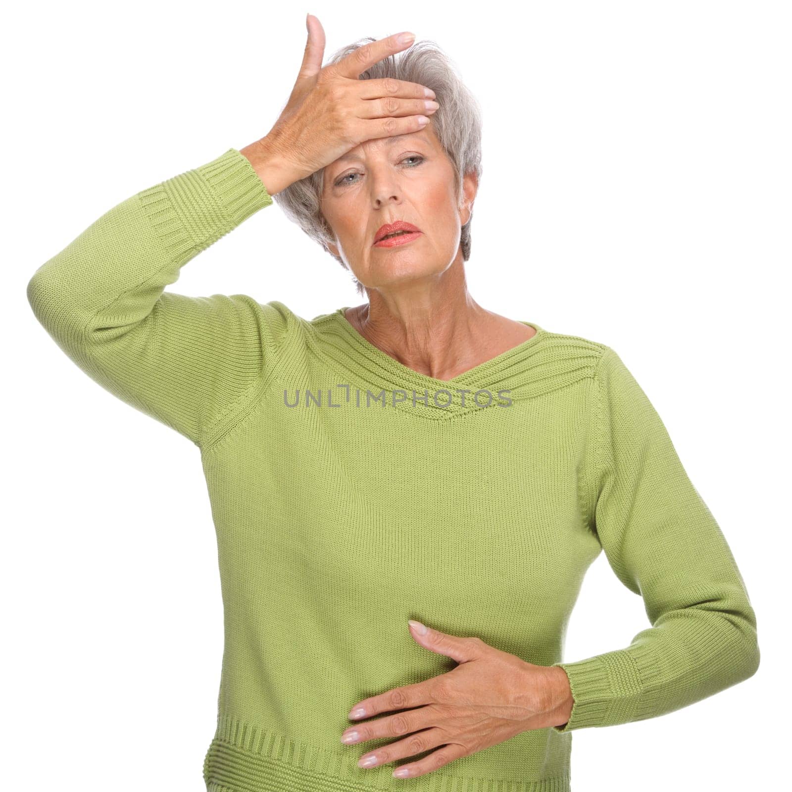 Studio shot of a sick senior citizen