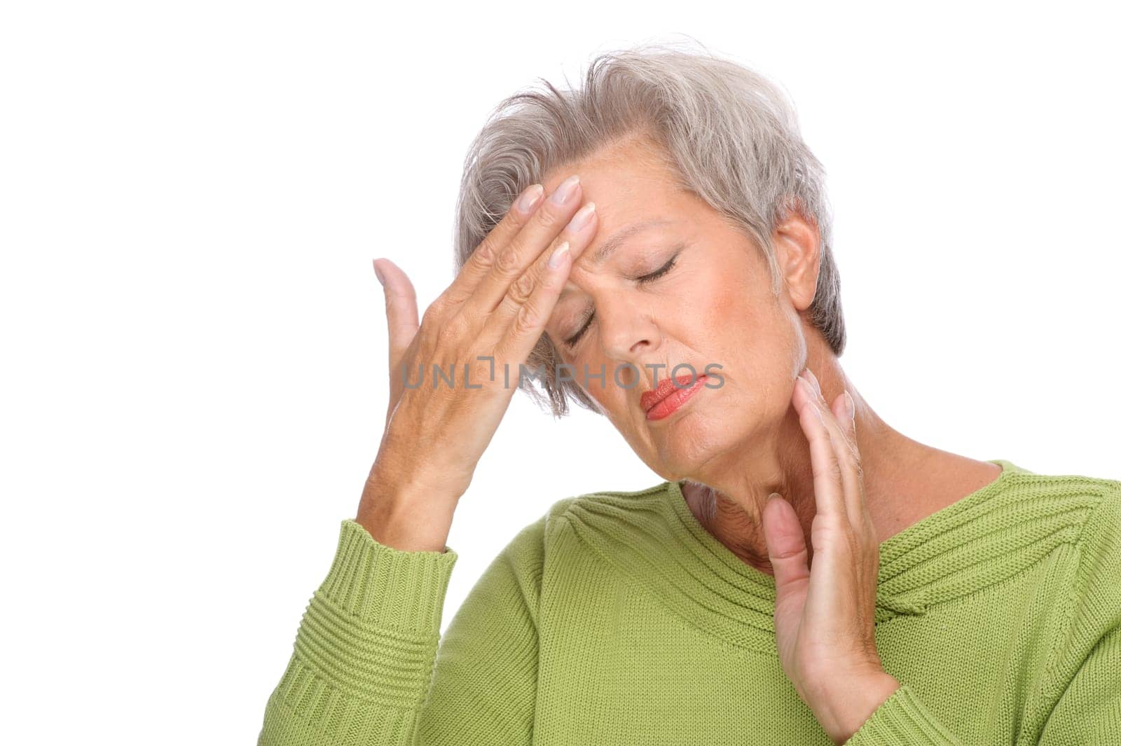 Studio shot of a sick senior citizen