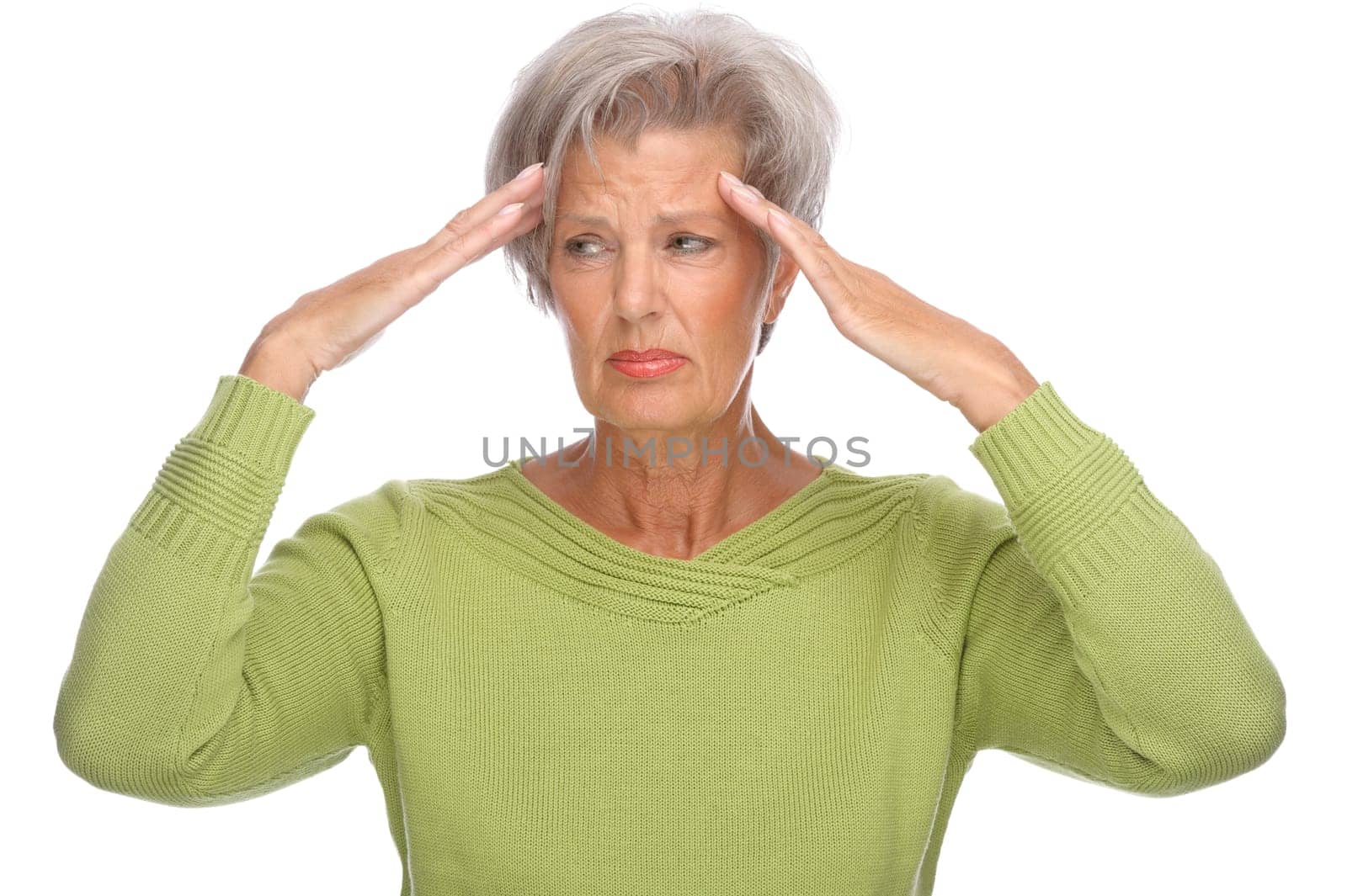 Studio shot of a sick senior citizen