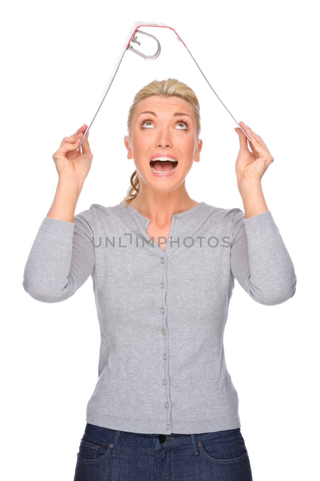 Studio shot of a young woman with a file folder