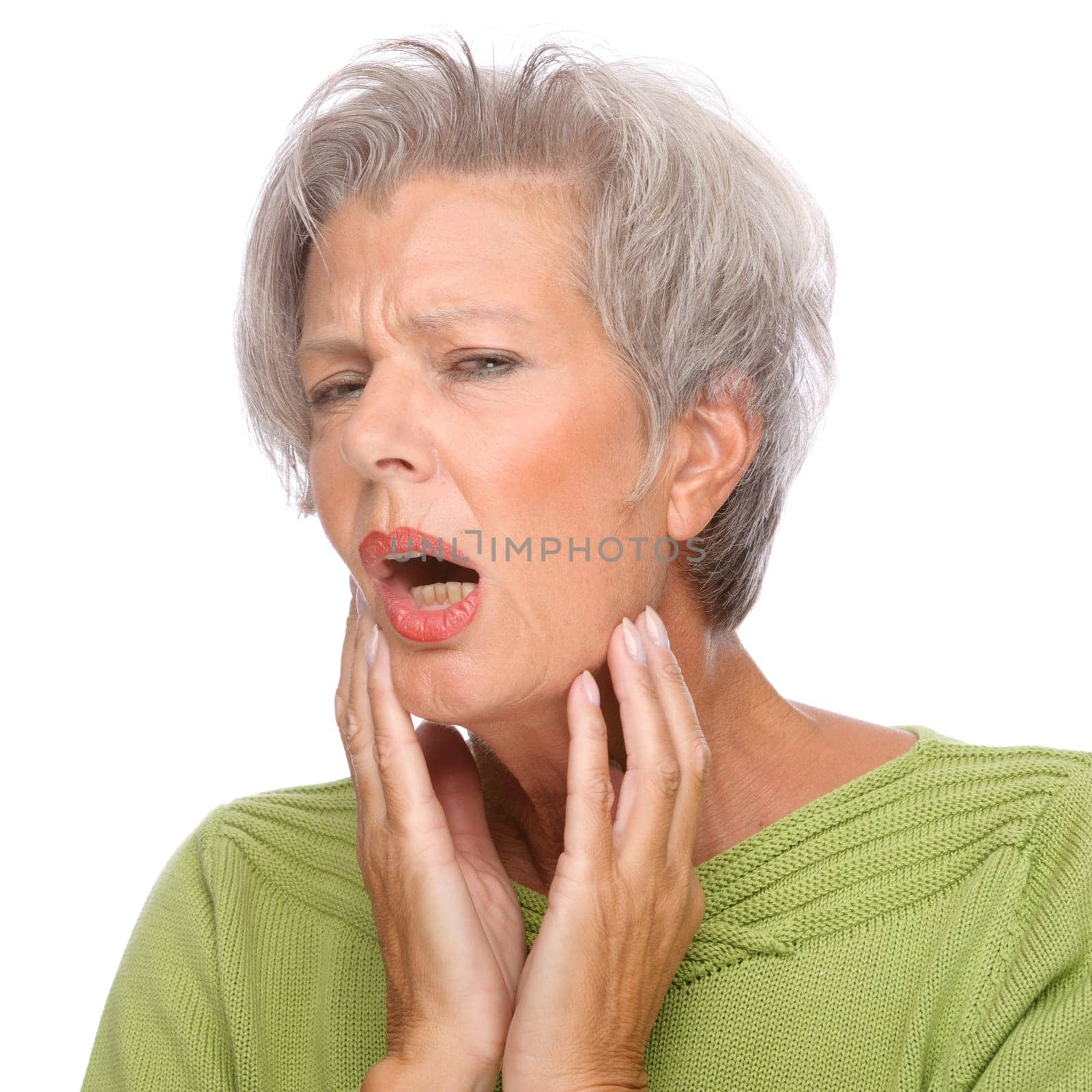 Studio shot of a sick senior citizen