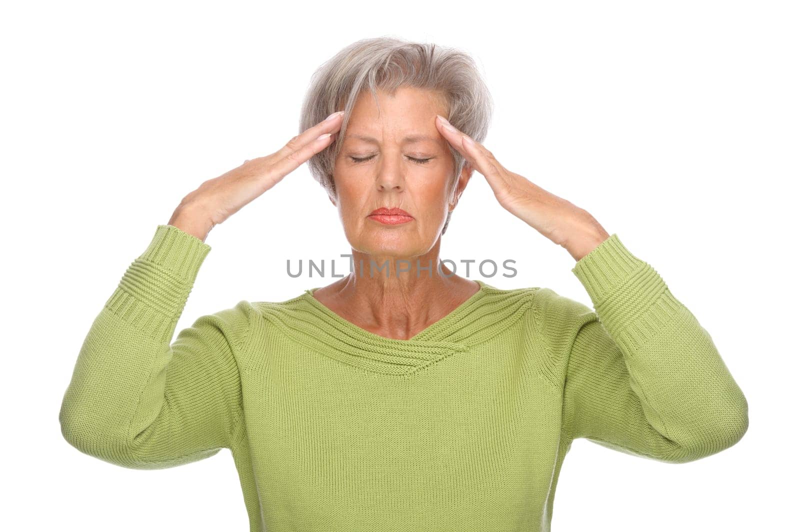 Studio shot of a sick senior citizen