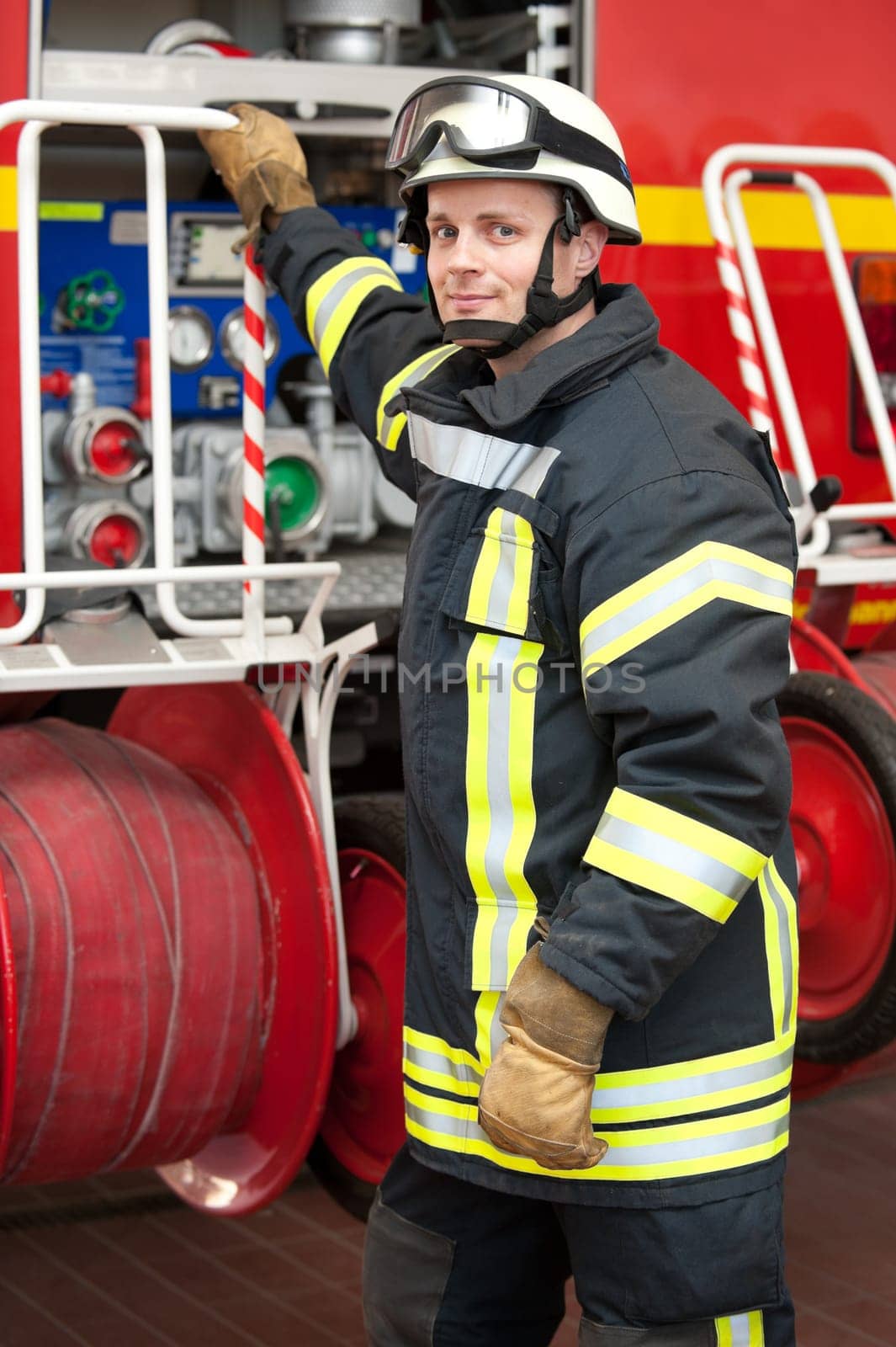 Portrait of a young firefighter