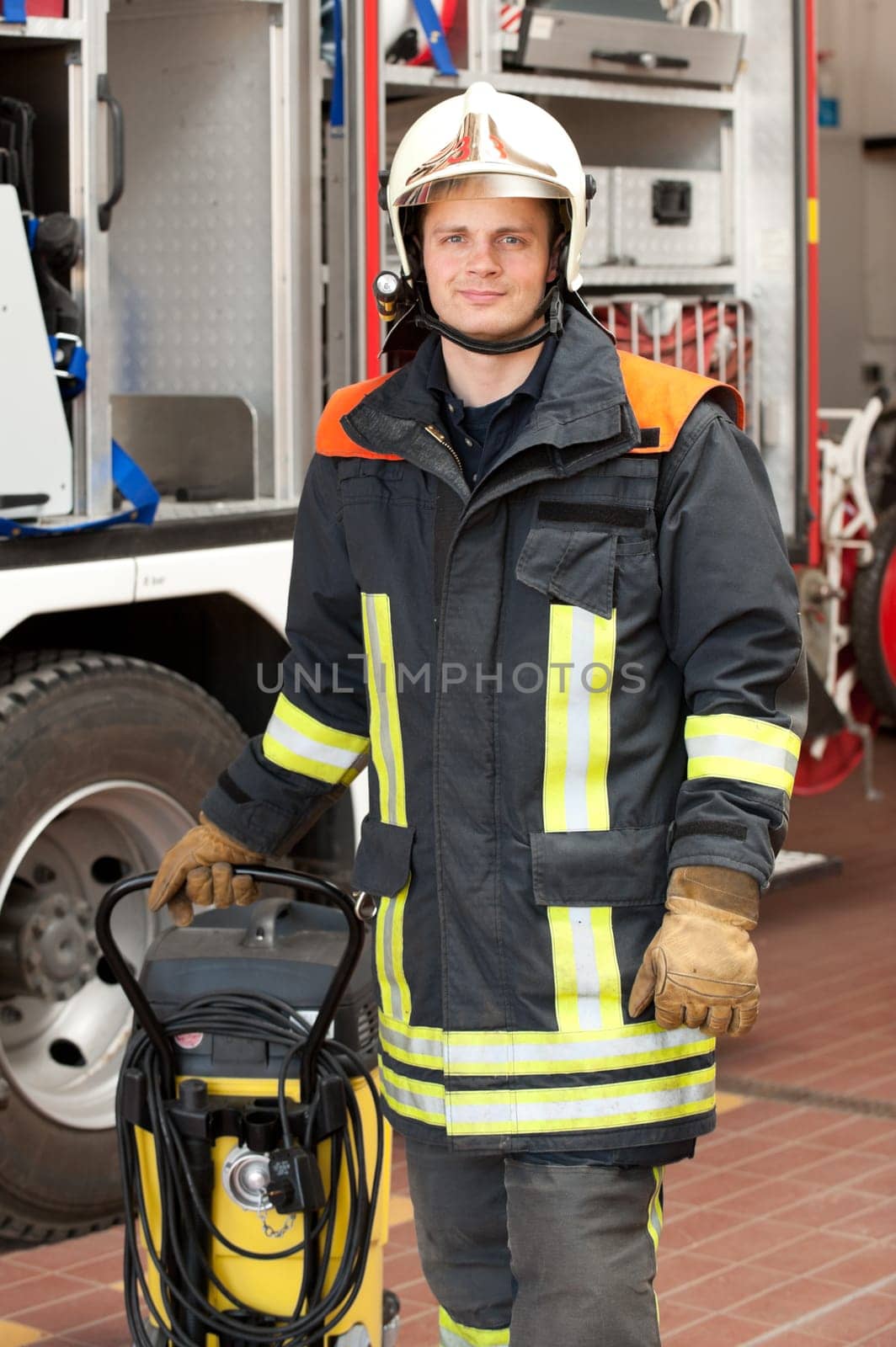 Portrait of a young firefighter