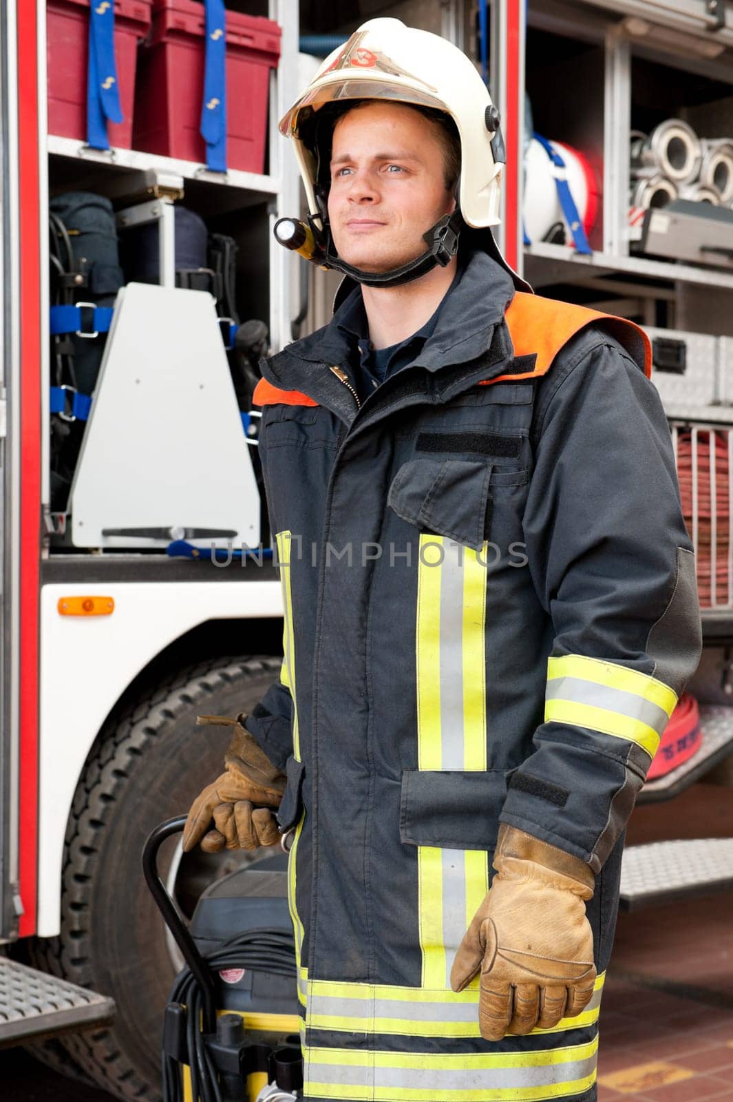 Portrait of a young firefighter