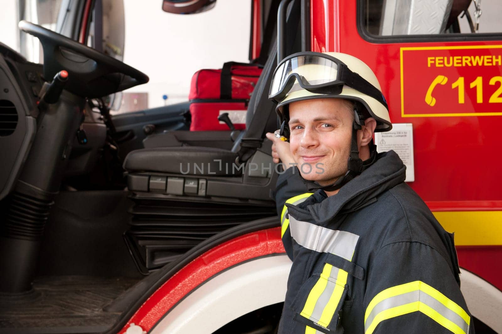 Portrait of a young firefighter