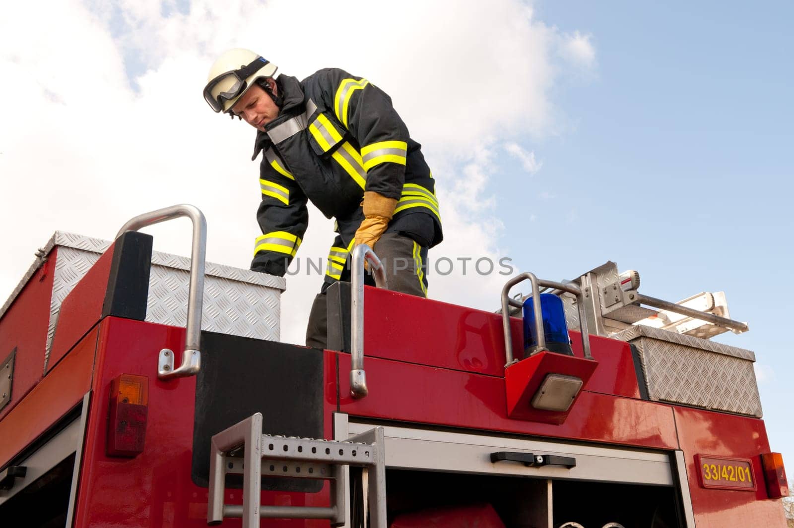 Portrait of a young firefighter