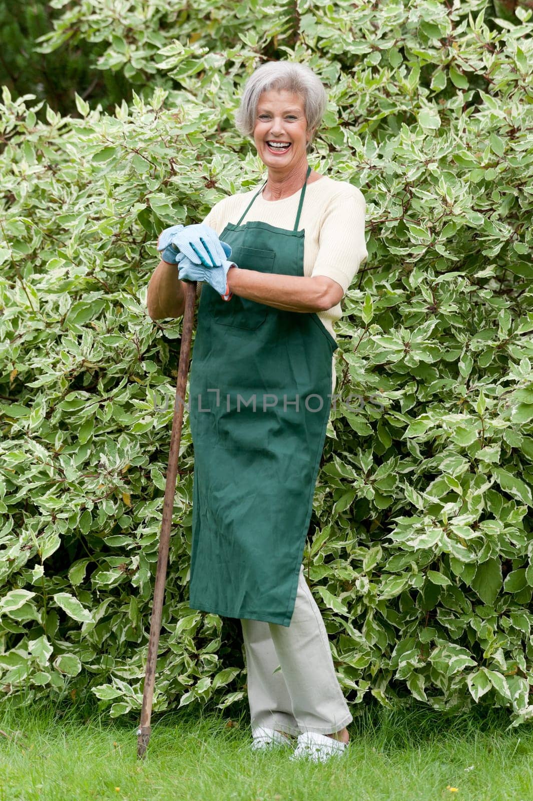 Active senior woman gardening