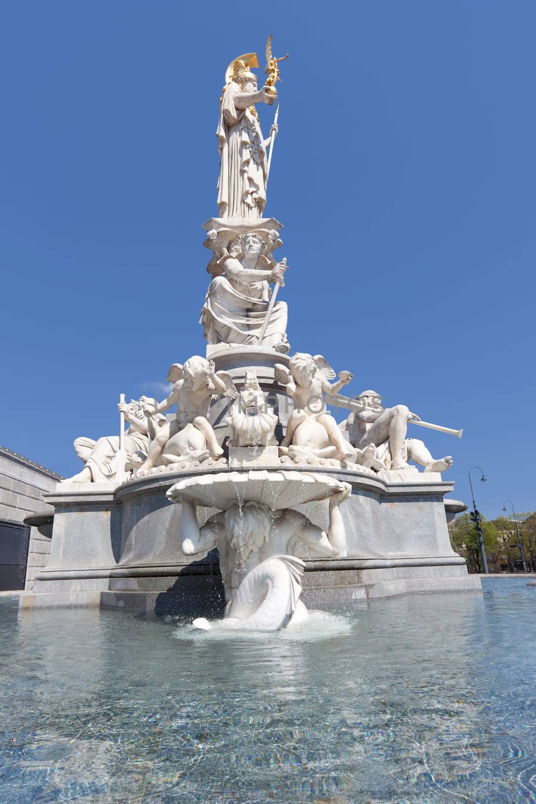 Pallas Athene Fountain,Vienna,sculpture and landmark in front of the Parliament