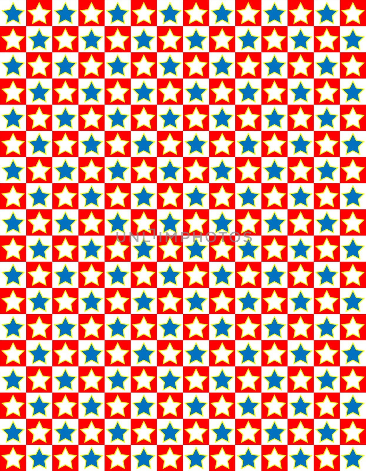Red, White and blue patriotic checked star background.