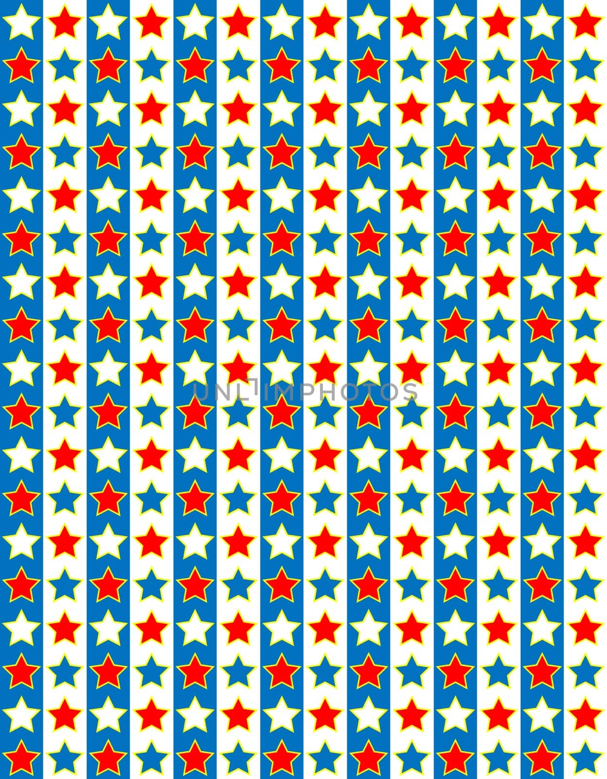 Red, White and blue patriotic striped star background.