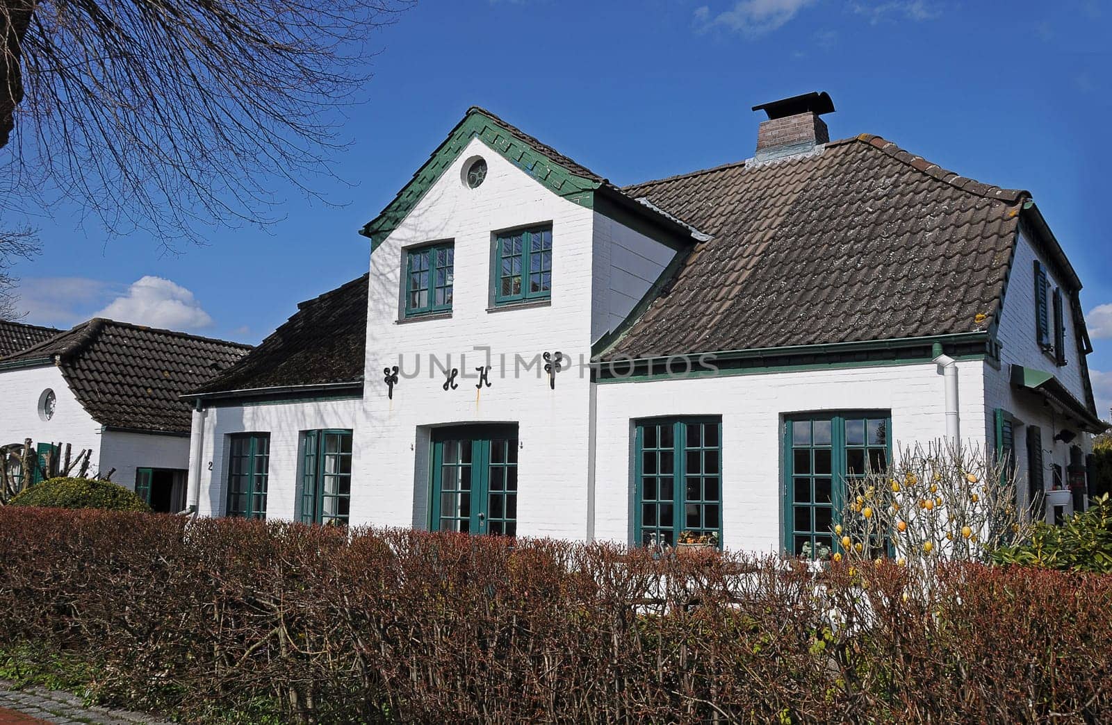 white thatched house