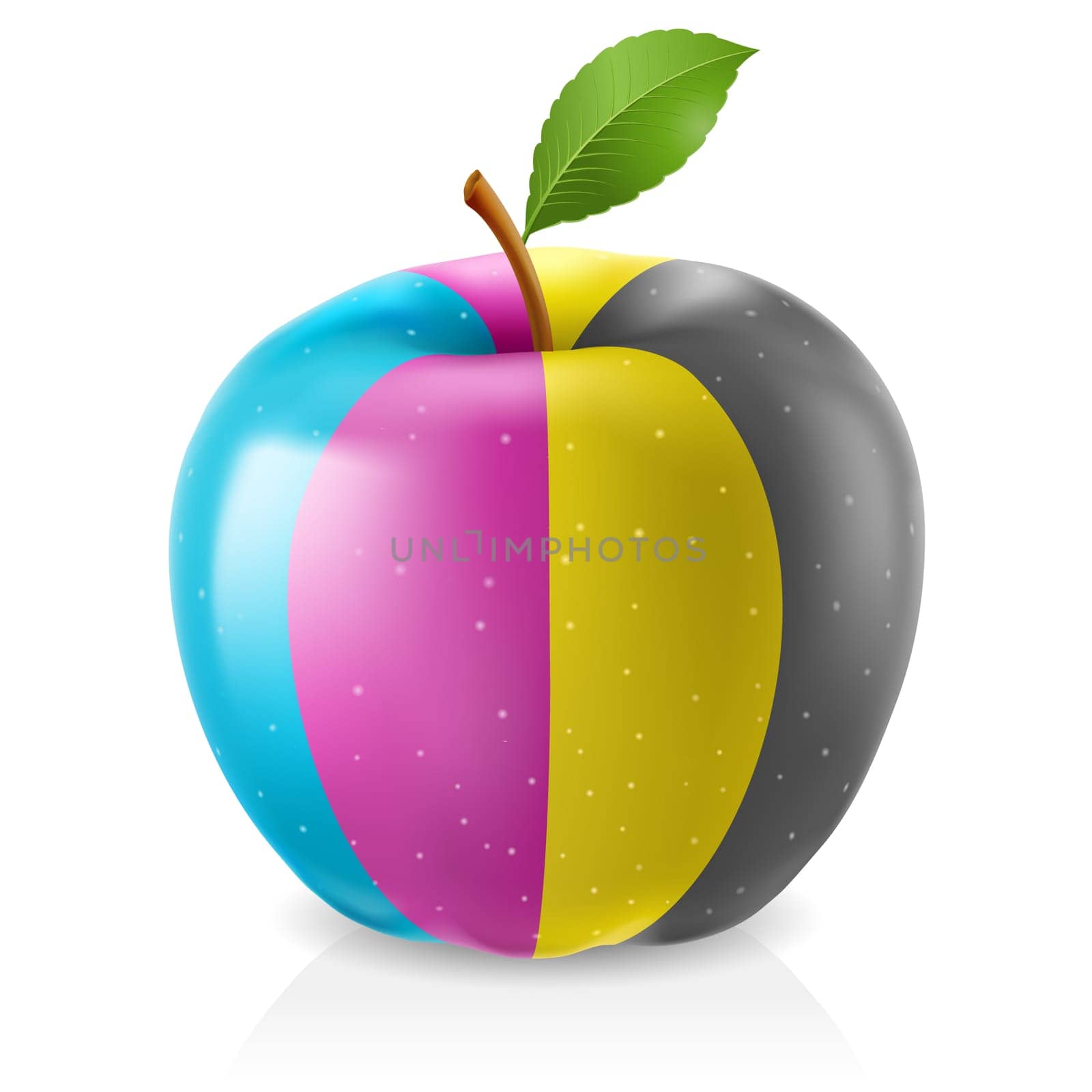 Delicious CMYK apple. Illustration on white background