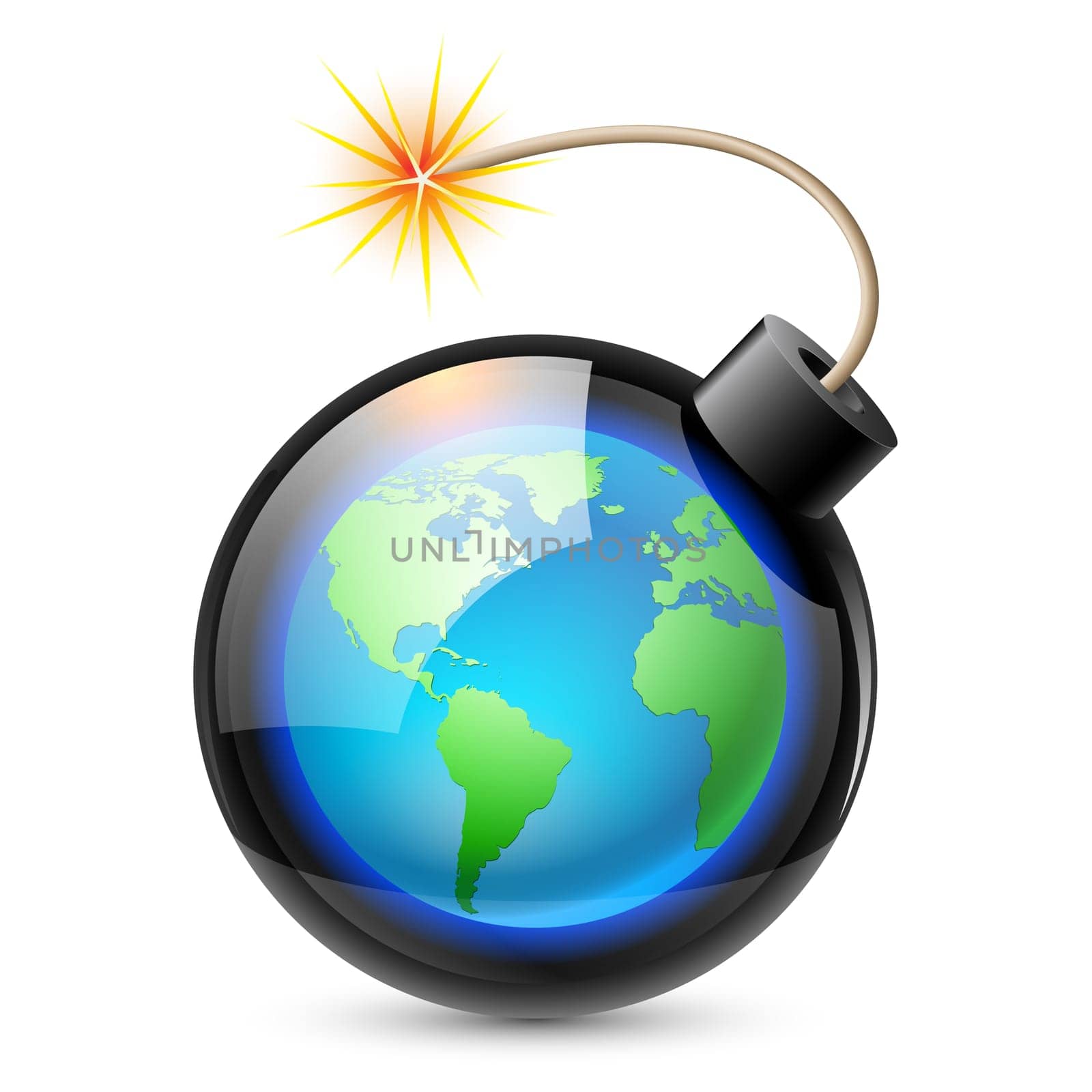 Abstract land shaped like a bomb. Illustration on white background for design