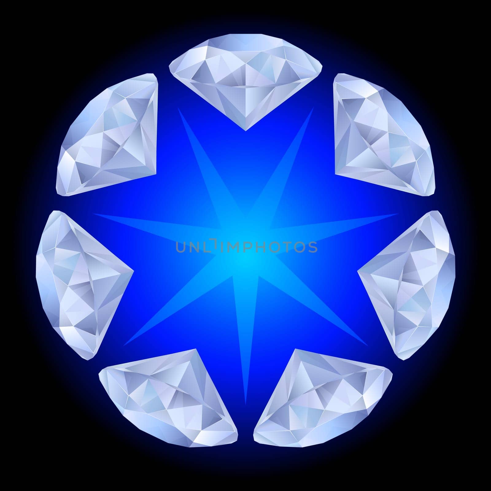 Realistic diamonds pattern on black. Illustration for design background