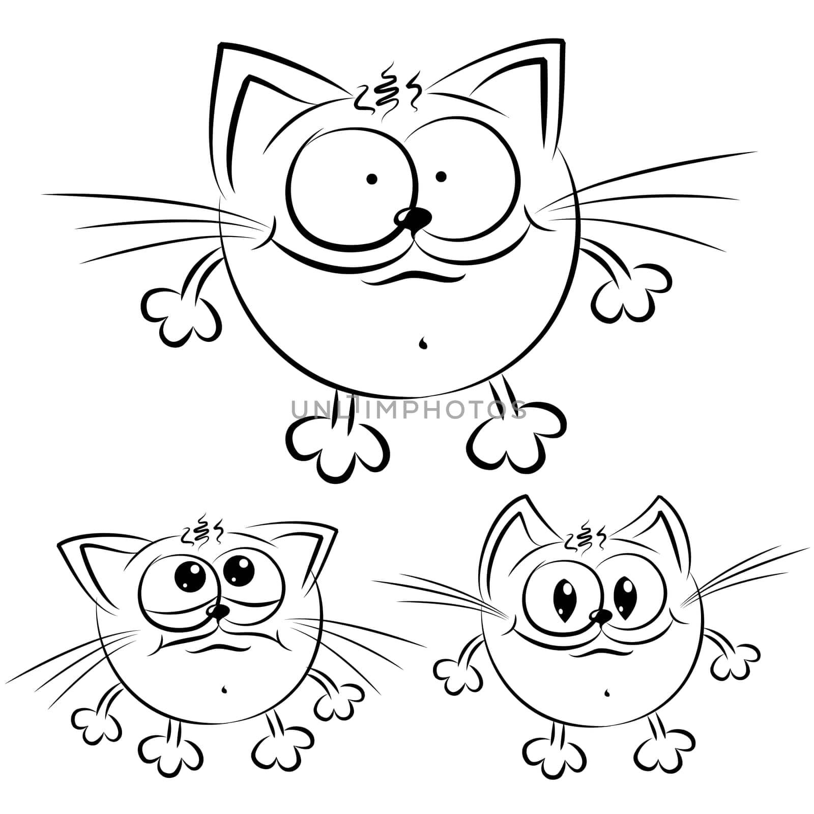 Cartoon cats isolated on white background for design