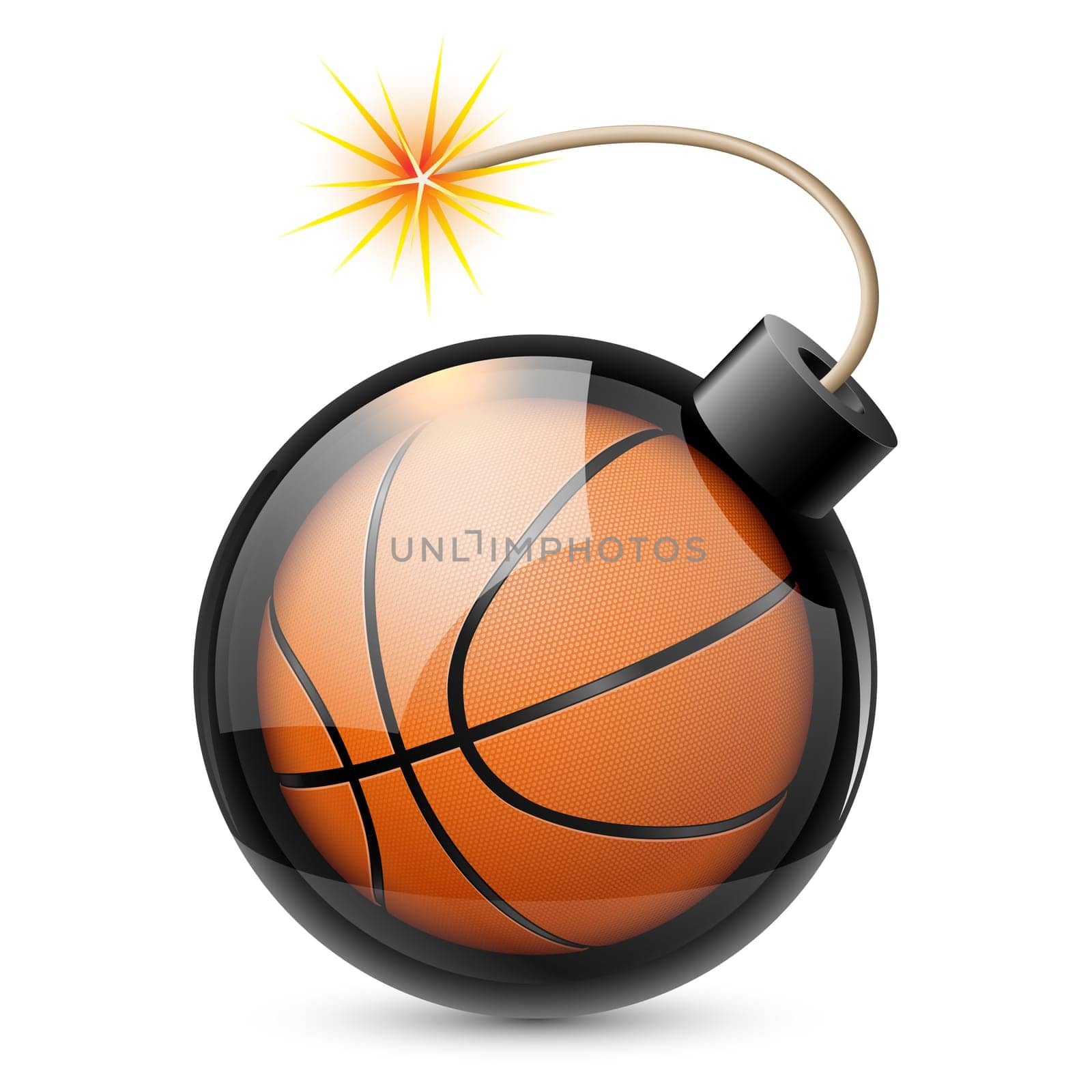 Abstract basketball shaped like a bomb. Illustration on white background for design