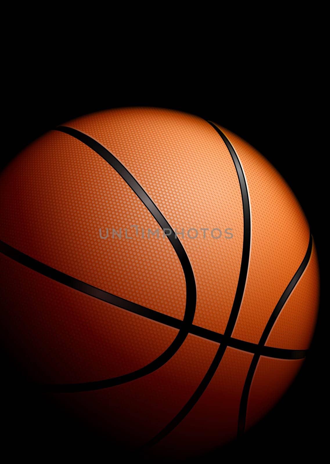 High detailed basketball. Illustration on black background