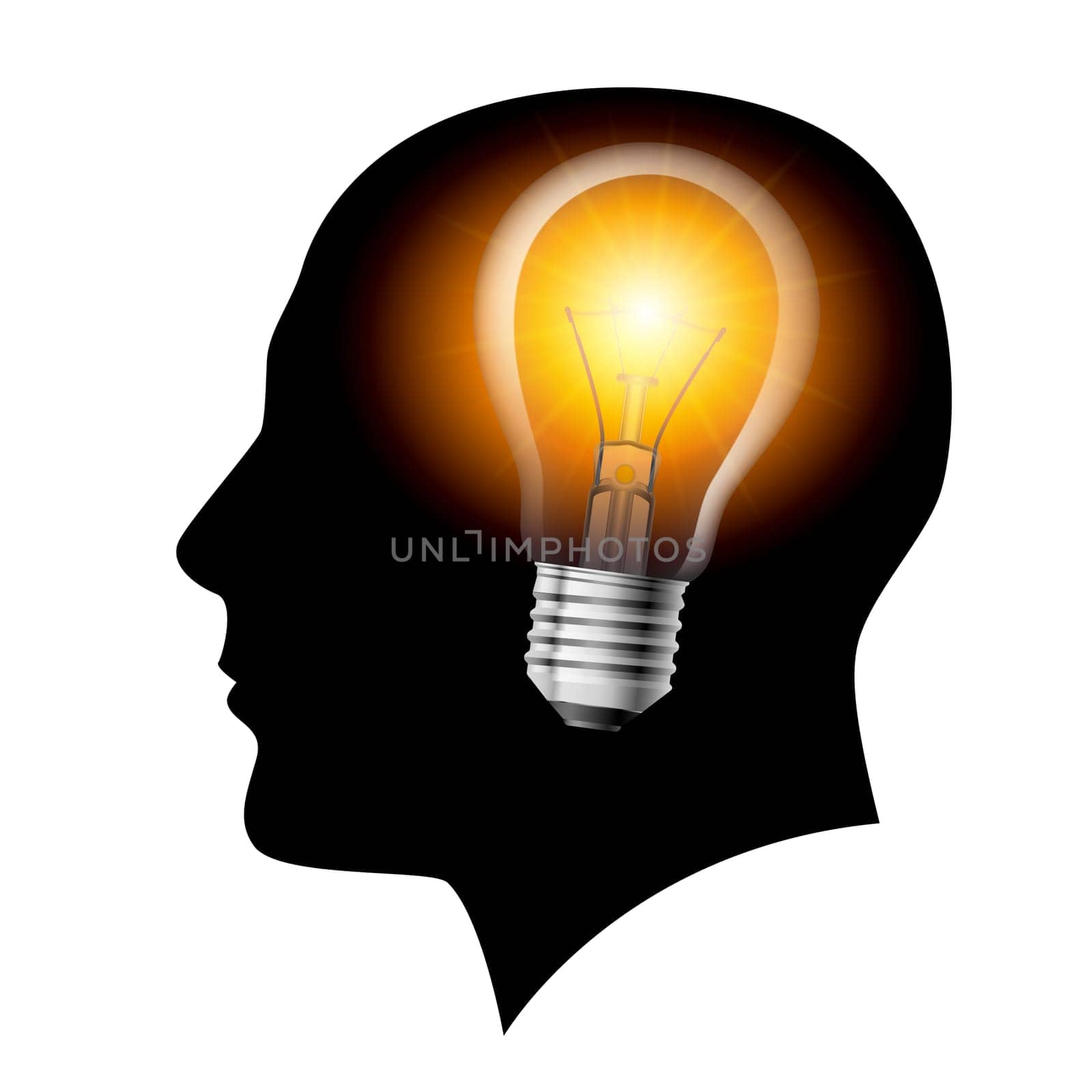 Creative ideas light Filament Lamp. Illustration on white