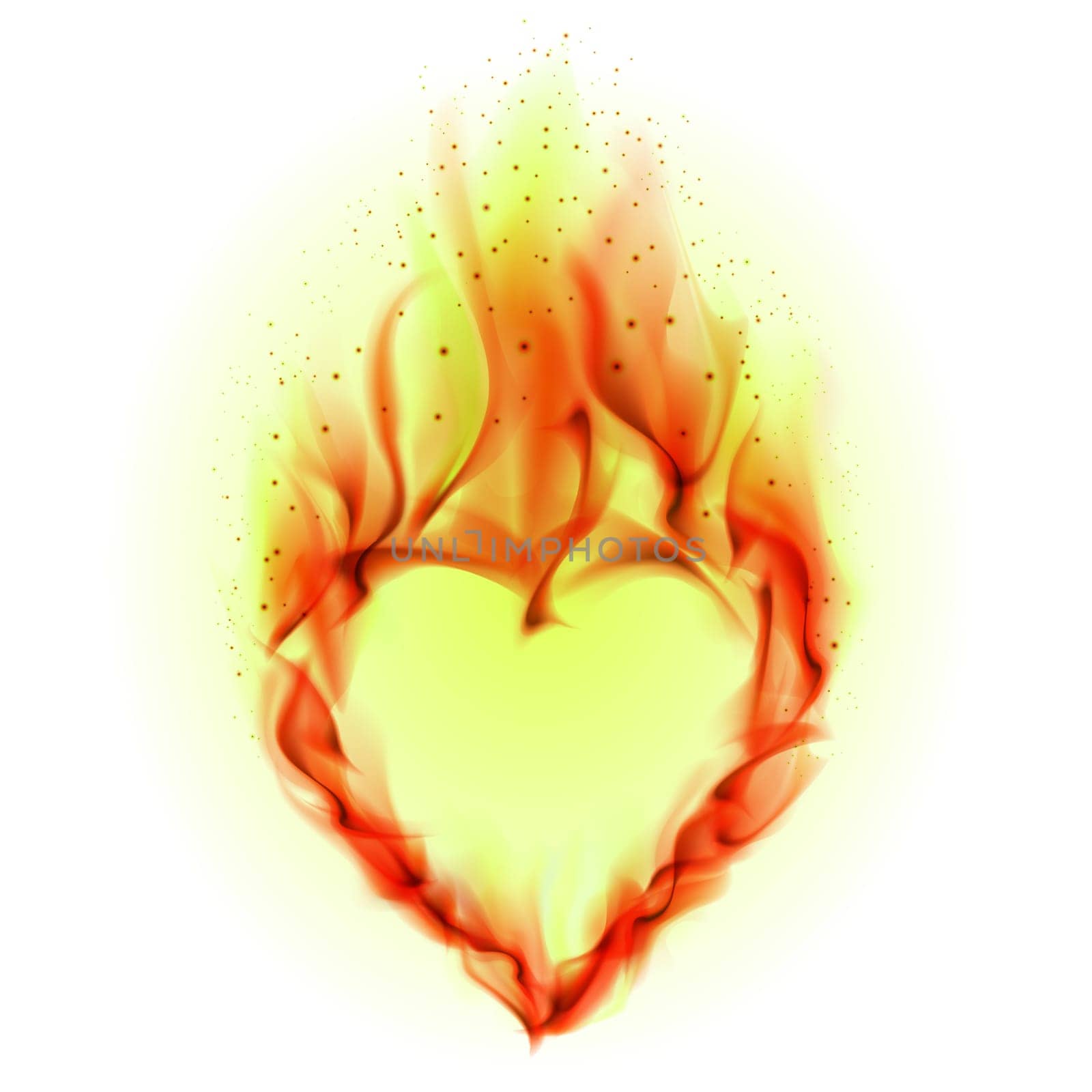 Heart in Fire. Illustration on white background for design