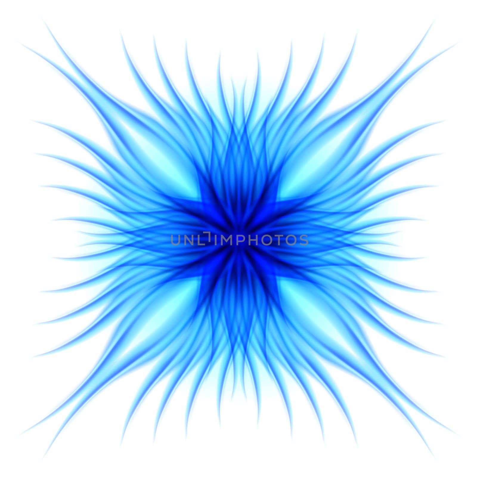 Cool Blue Fire flower. Illustration on white background for design