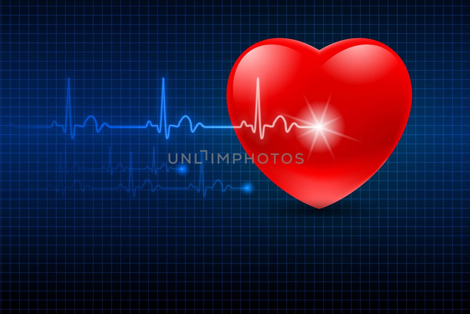 Abstract Heart Monitor on a Dark Blue Background