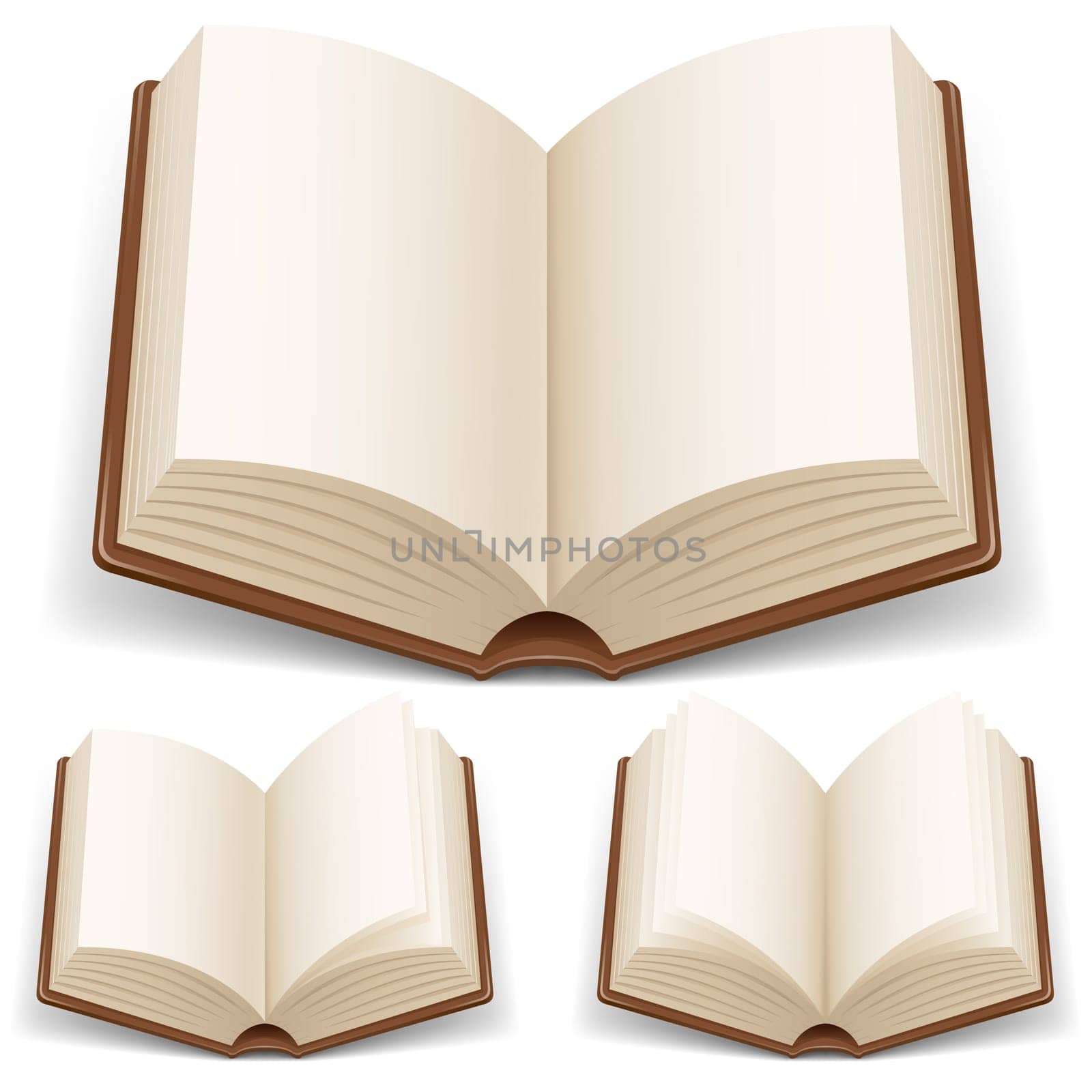 Open book with white pages. Illustration on white background