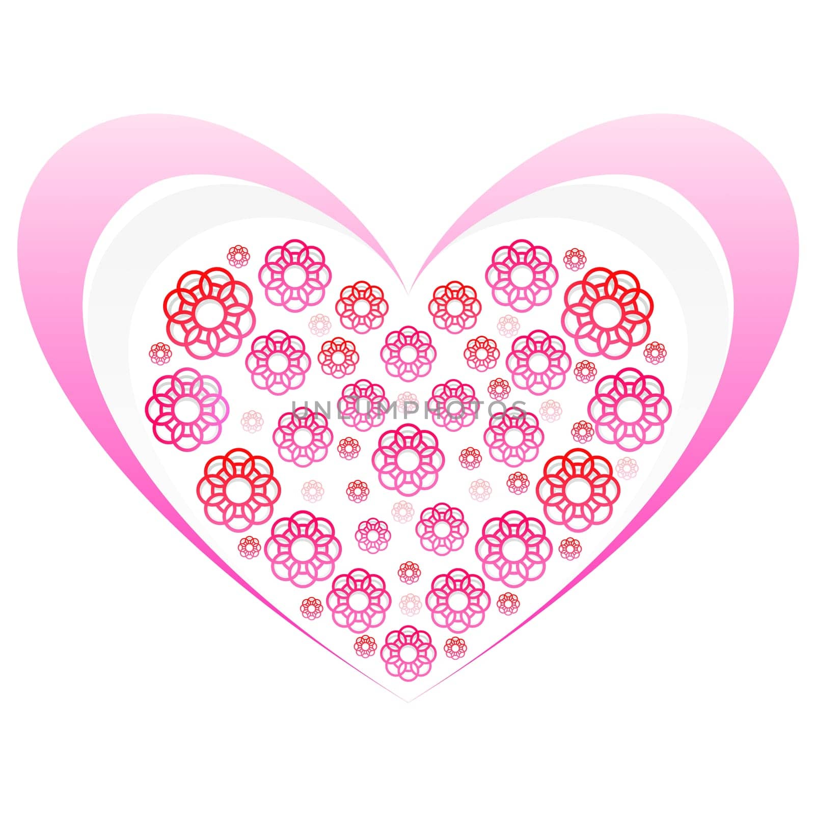 Flowers in the form of a heart. Illustration on white background