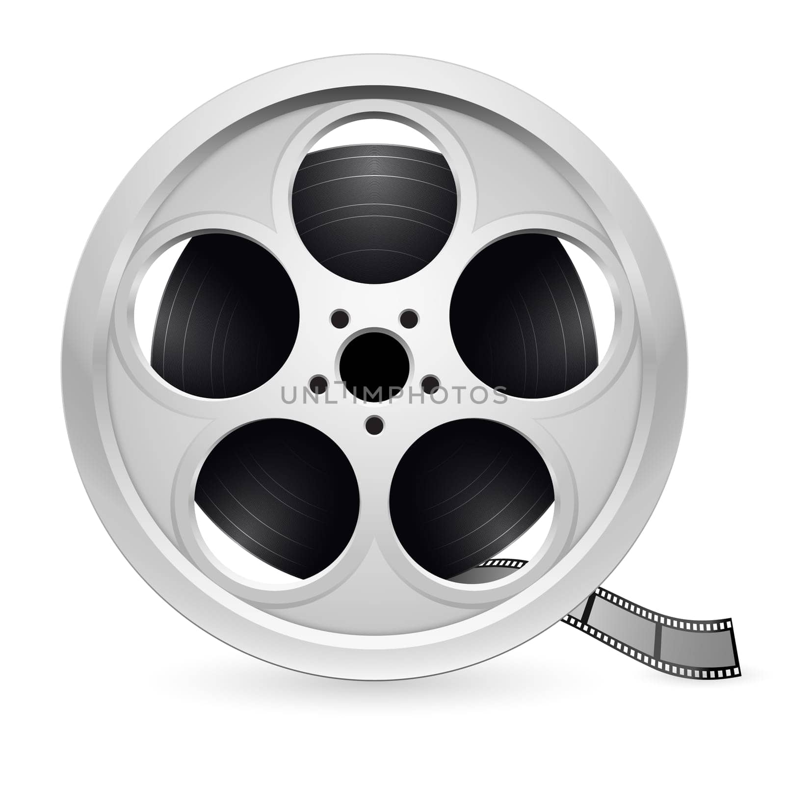 Realistic reel of film. Illustration on white background