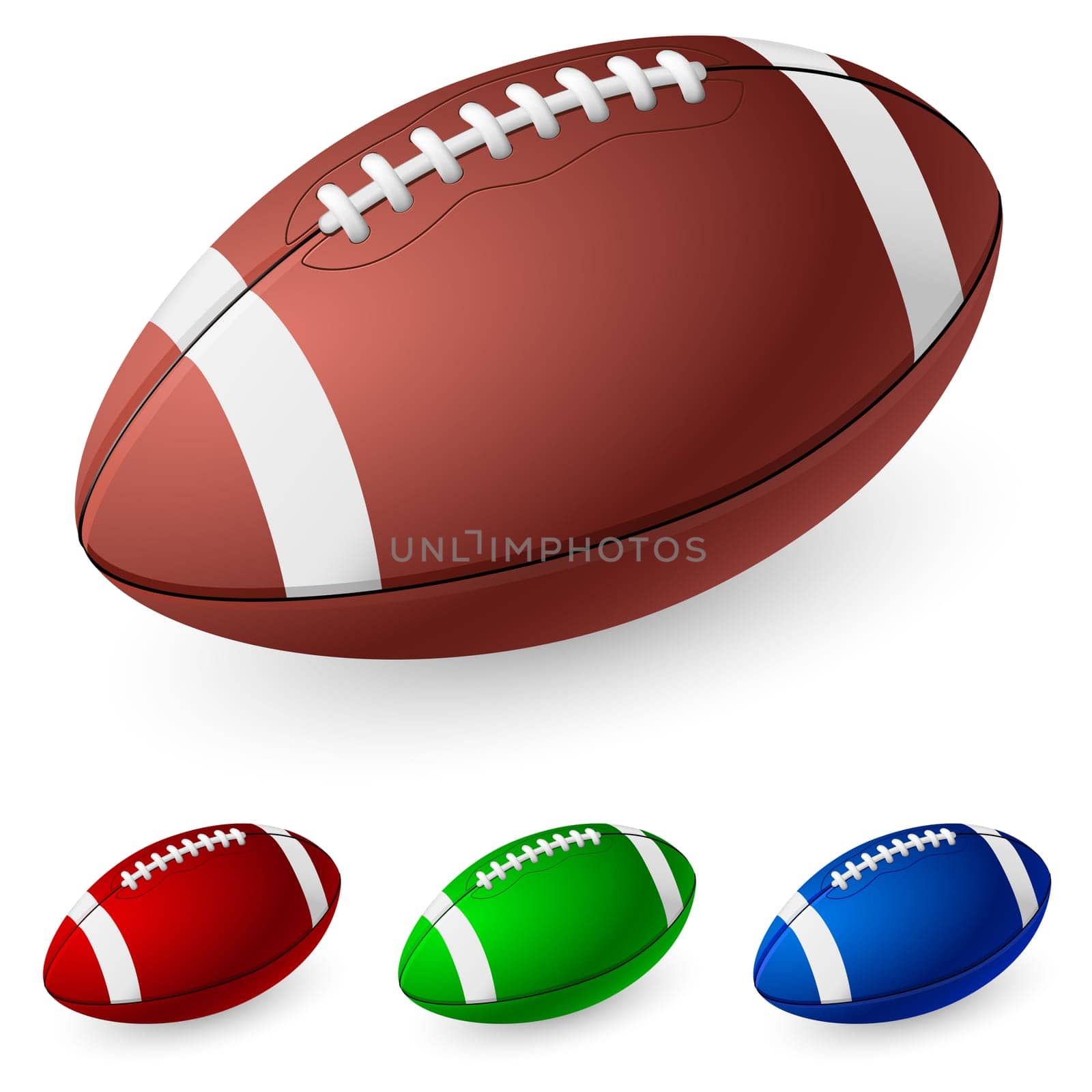 Realistic American football. Illustration on white background.