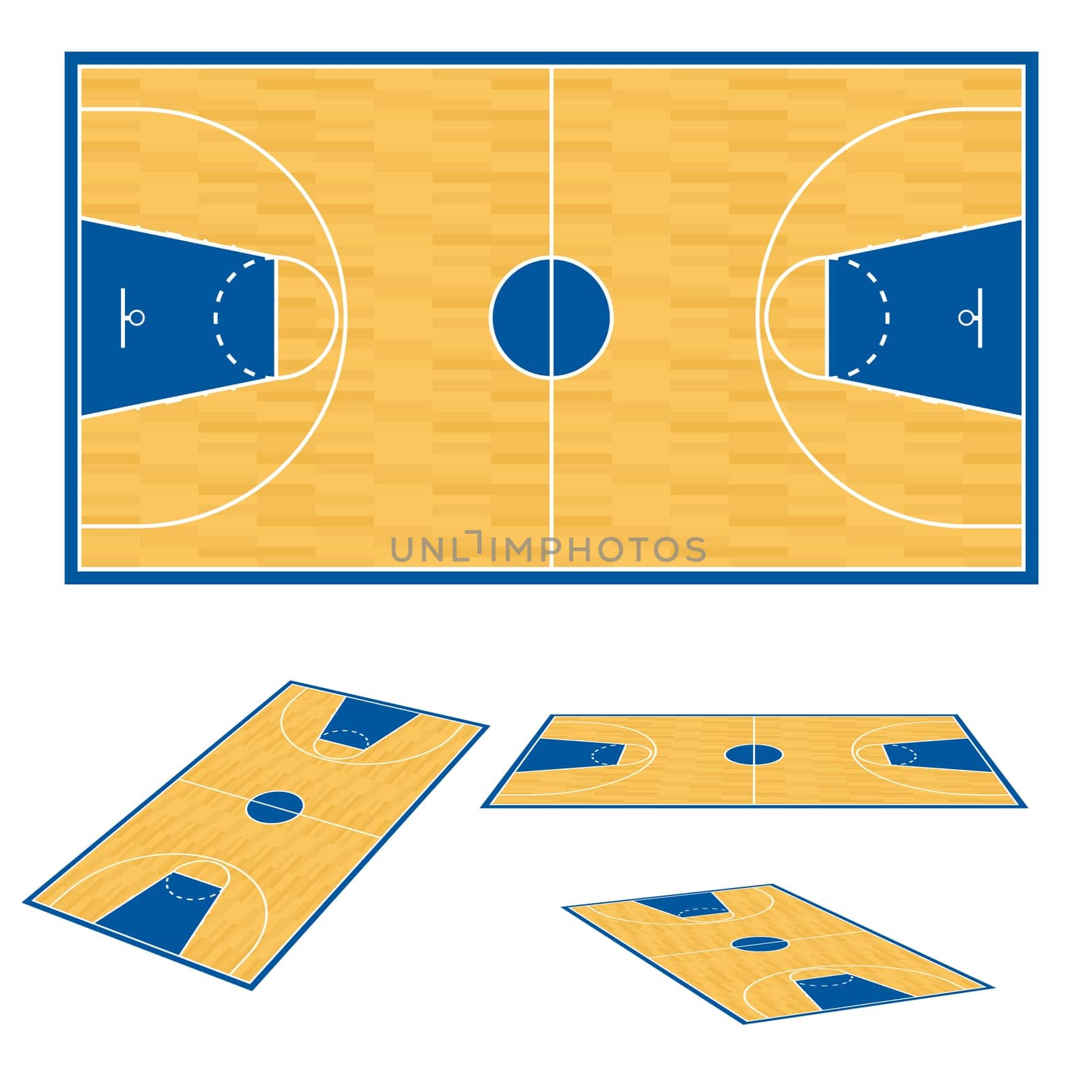 Basketball court floor plan. Illustration on white background.