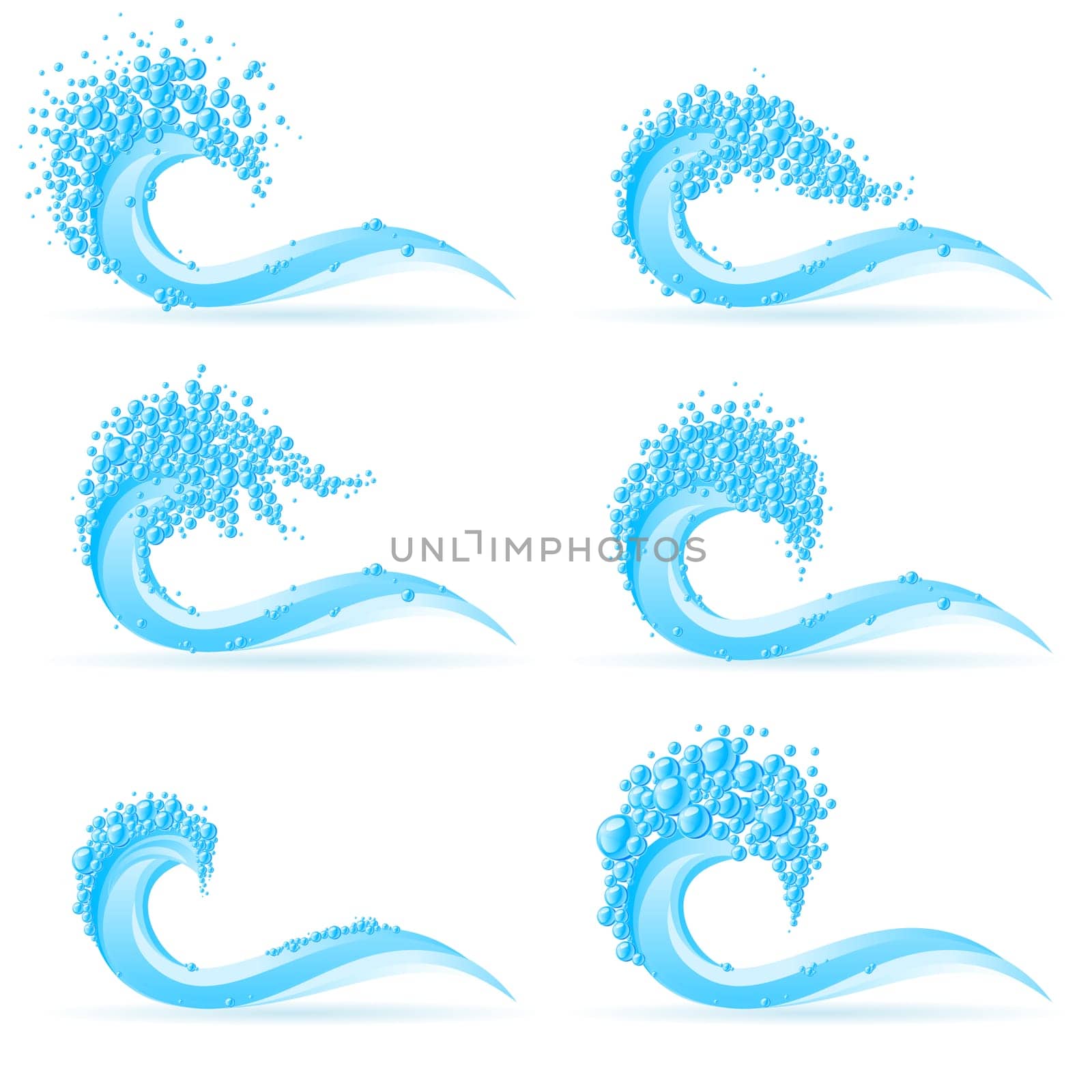 Illustration of set cool water wave on white background