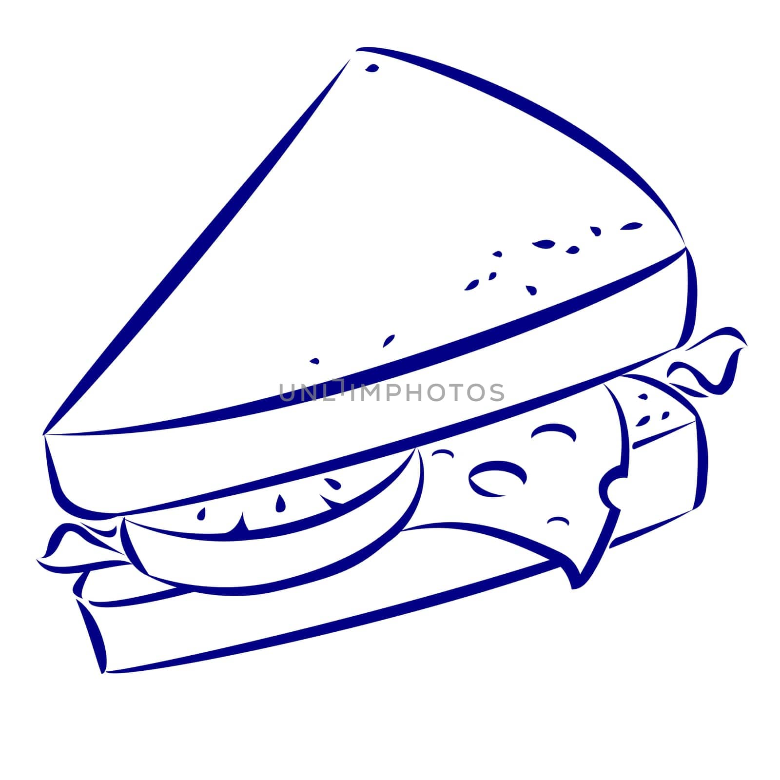Sandwich. Blue and white icon. Illustration for design