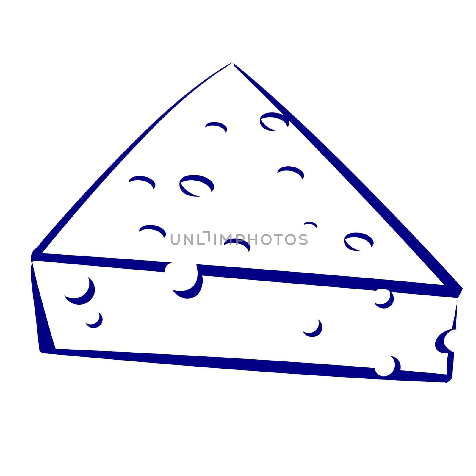 Cheese. Blue and white icon. Illustration for design