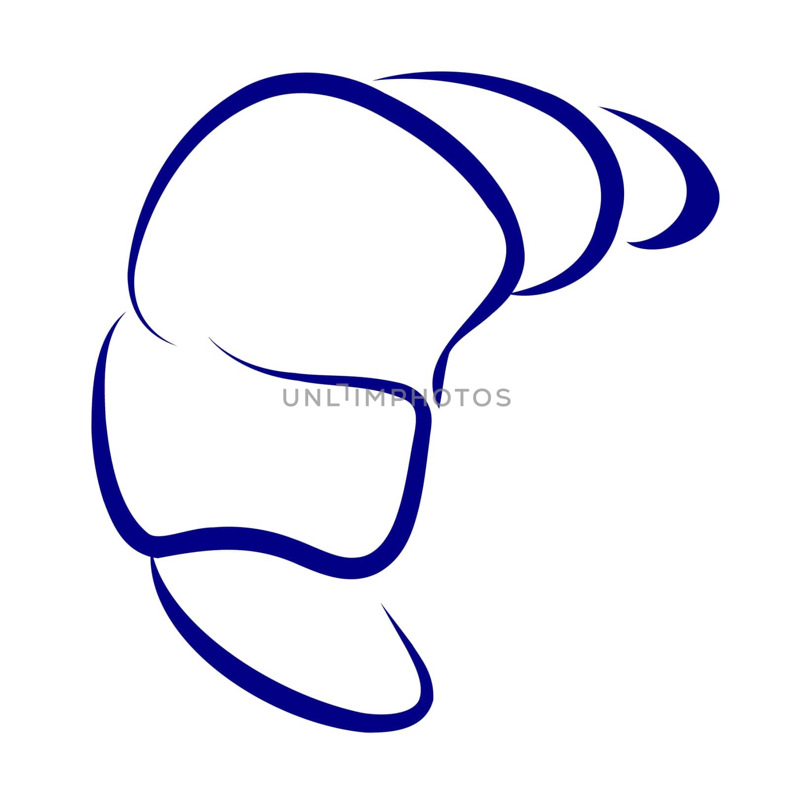 Croissant. Blue and white icon. Illustration for design