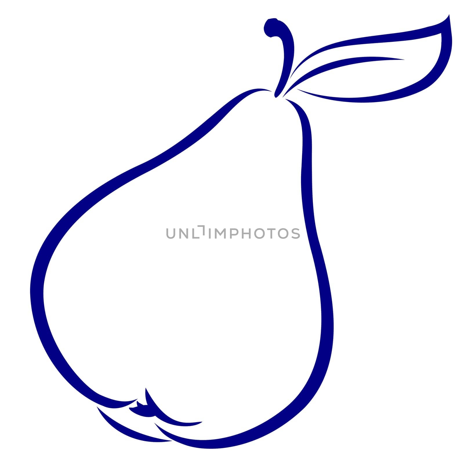 Pear. Blue and white icon. Illustration for design