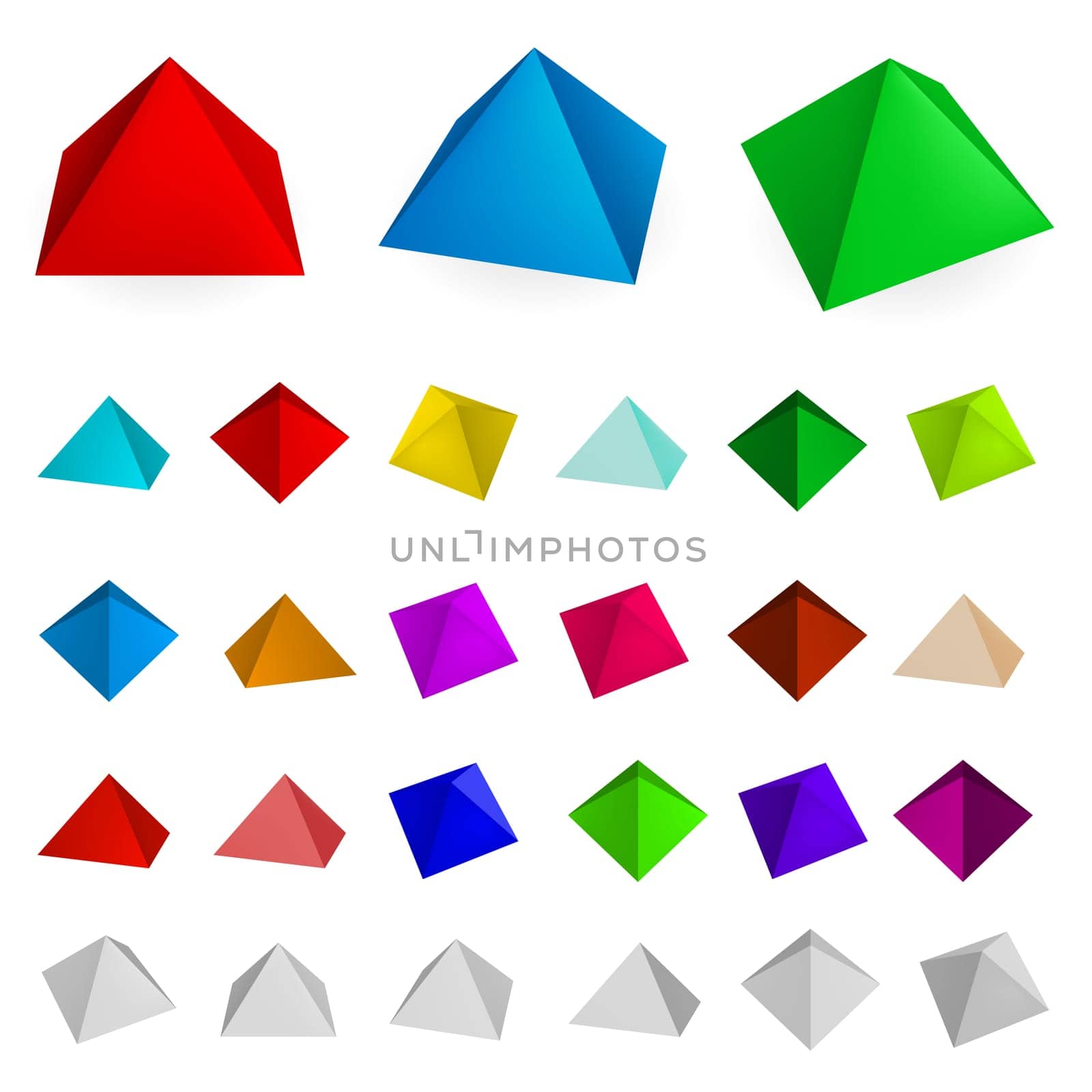 Pyramids in various combinations of position for training