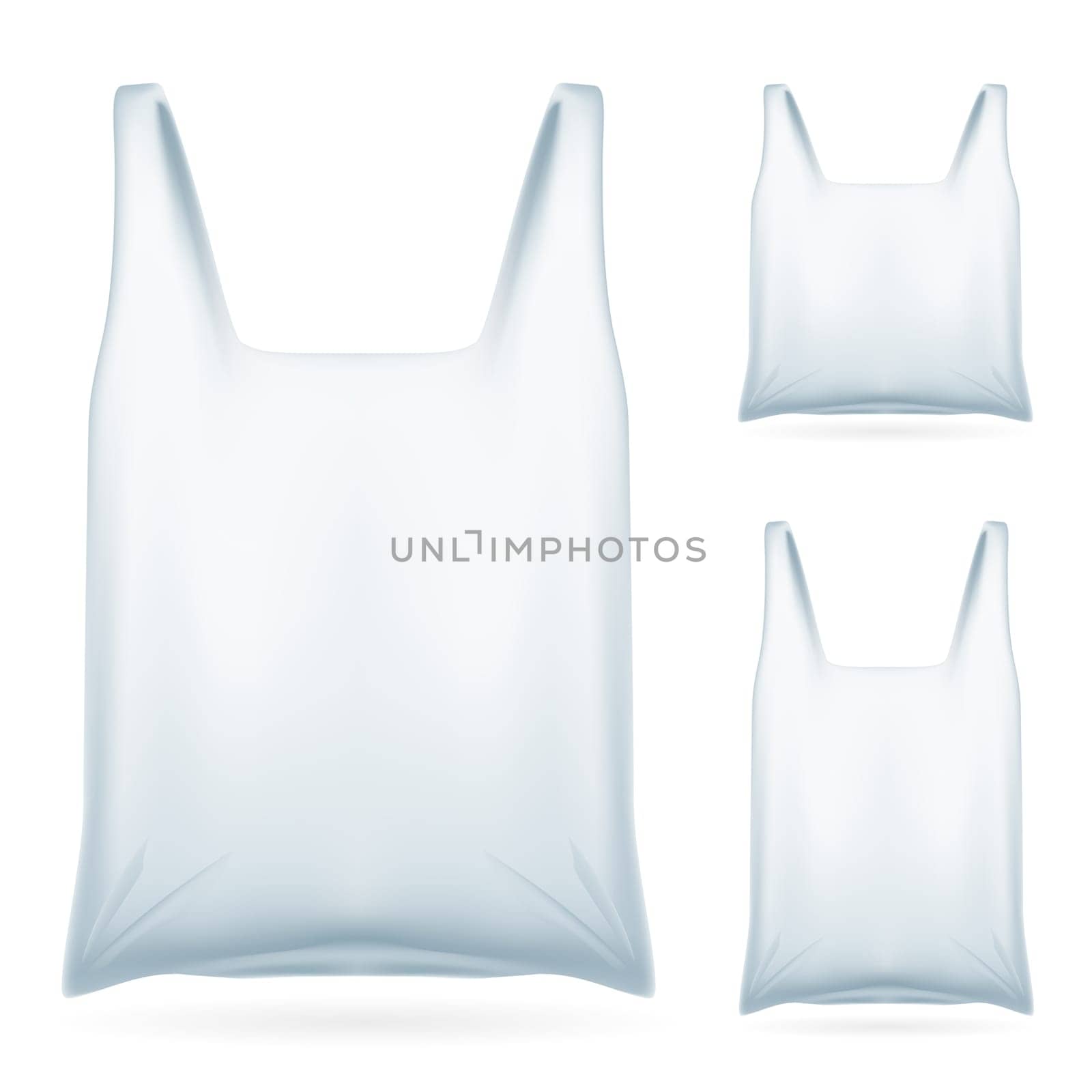 Set of White Plastic Bag on White Background for design