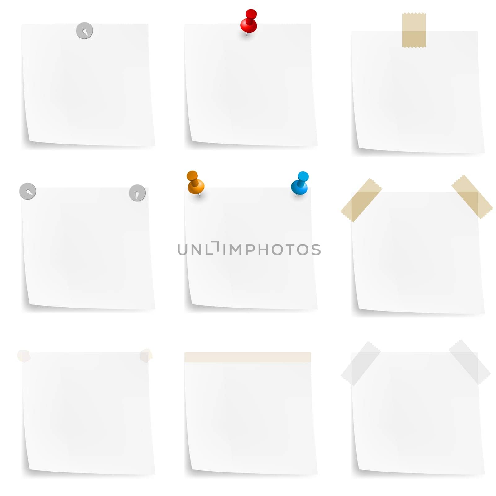 Paper notes and stickers. Illustration on white background