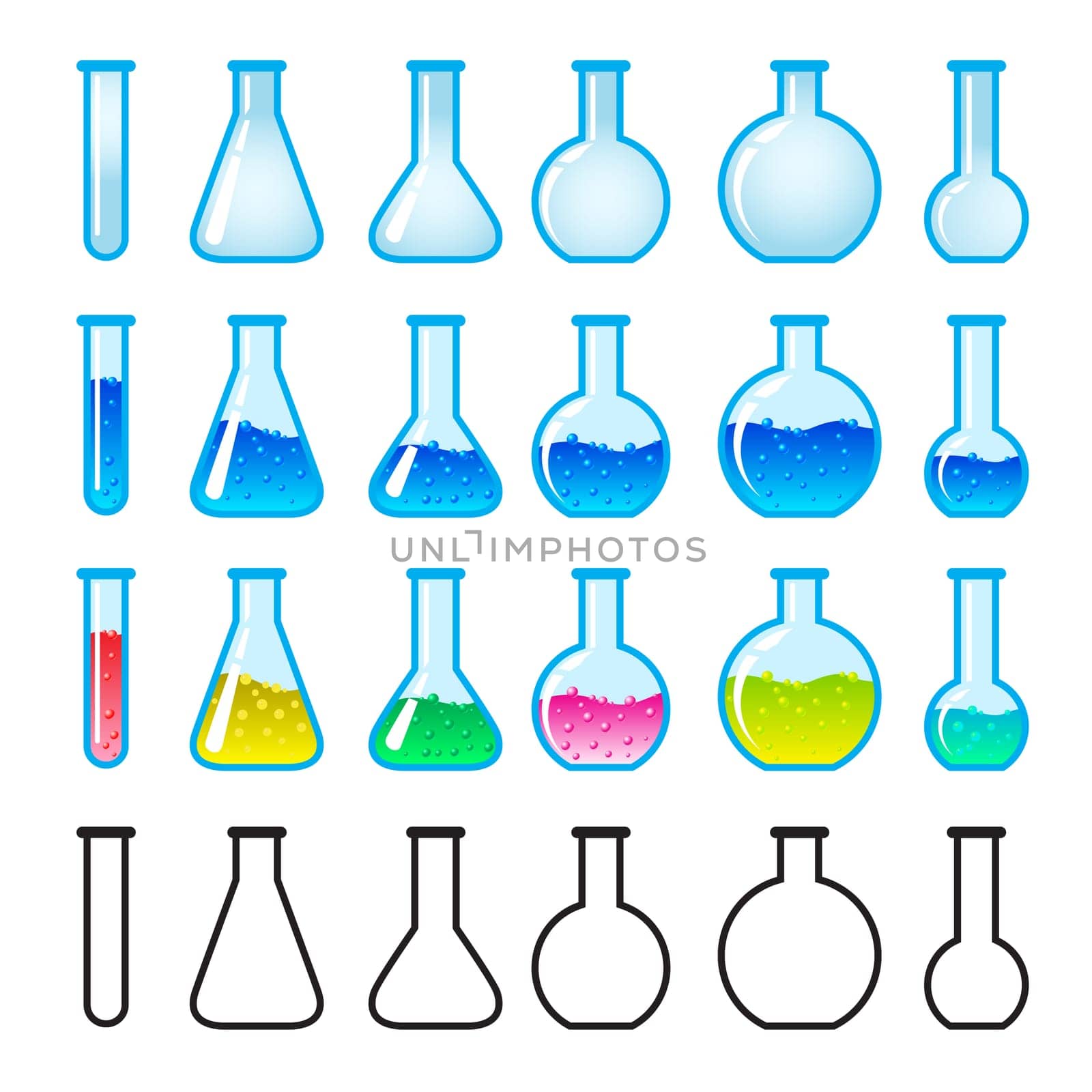 Set of Chemical Science Equipment. Illustration on white background