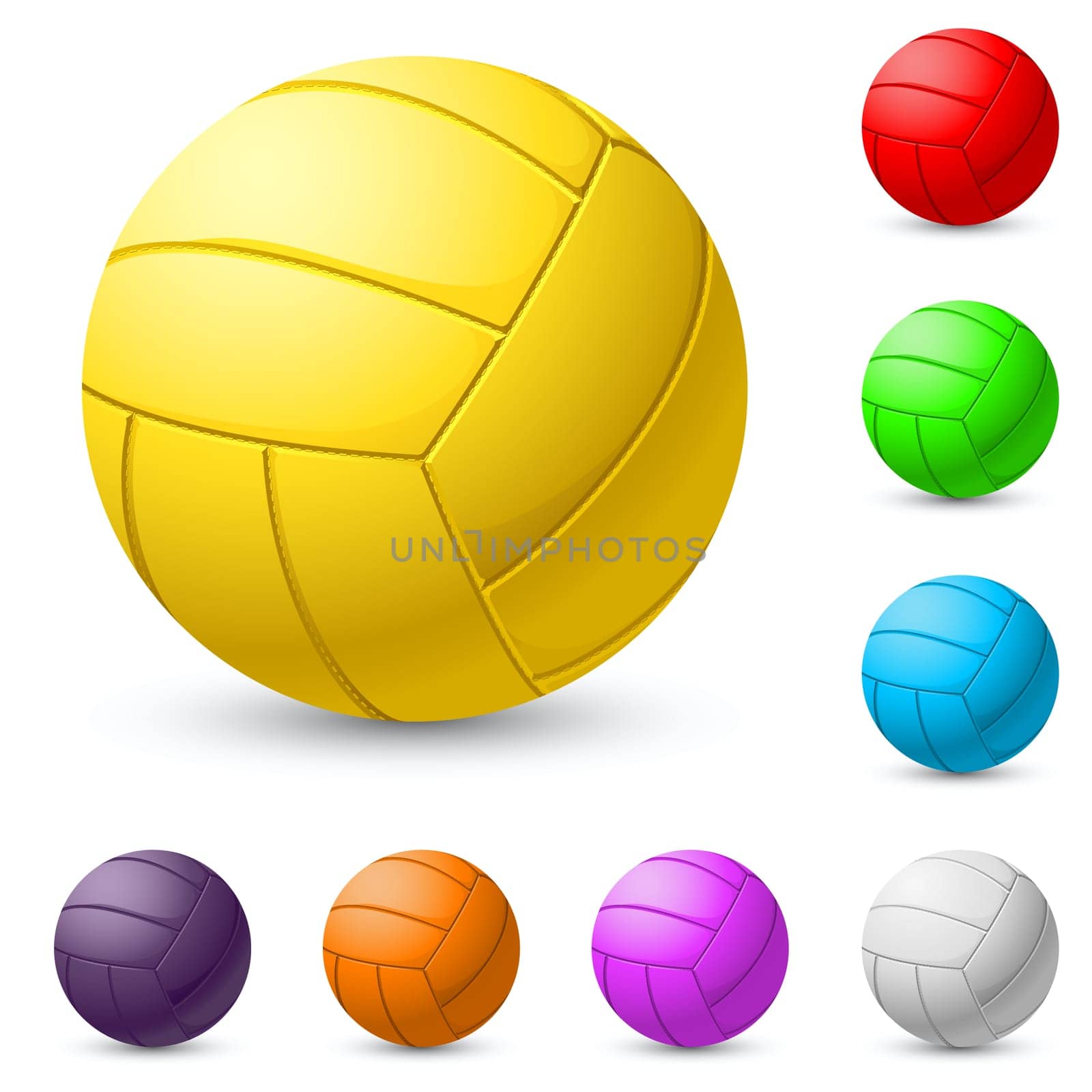 Multi-colored volleyball realiste. Illustration on white background