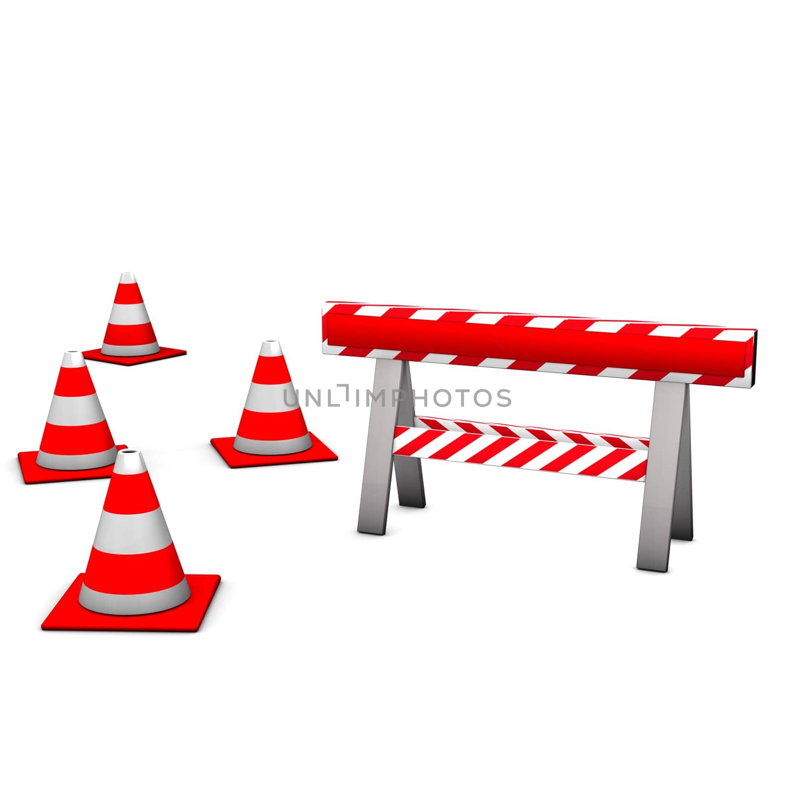 Red construction site on the white background.