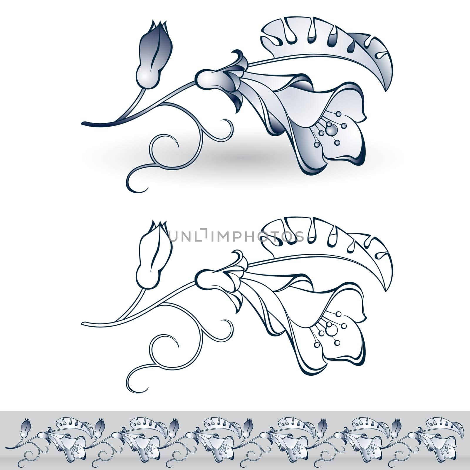 Abstract beautiful spring flower. Illustration for design on white background