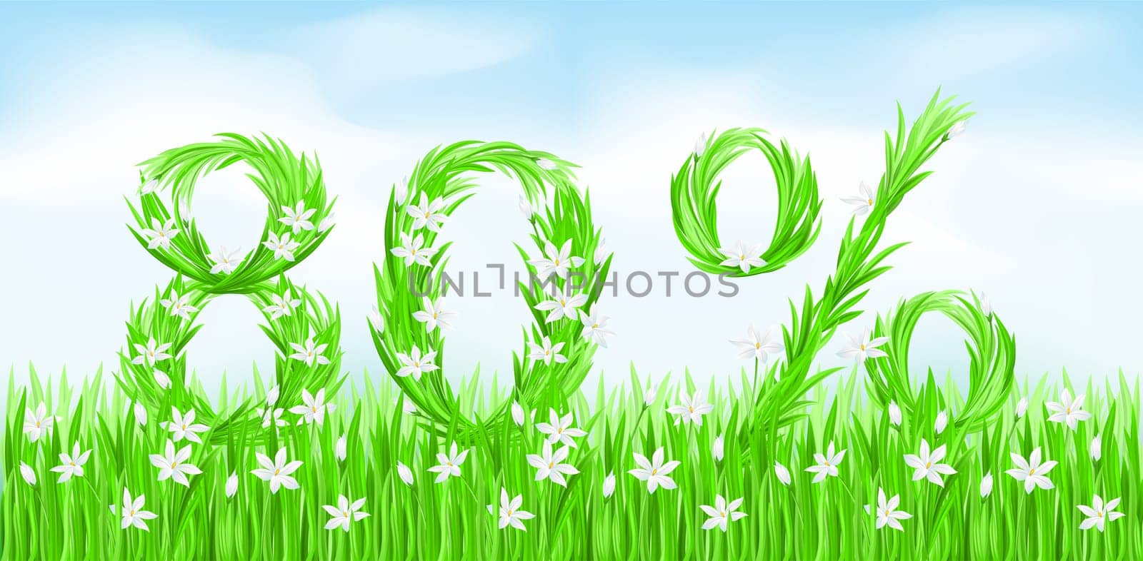 Eco-Style Grass Letters. Eighty percent. Vector version letters is in my gallery.
