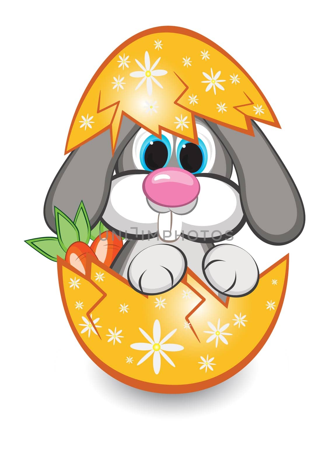 Rabbit in the egg. Illustration on white background